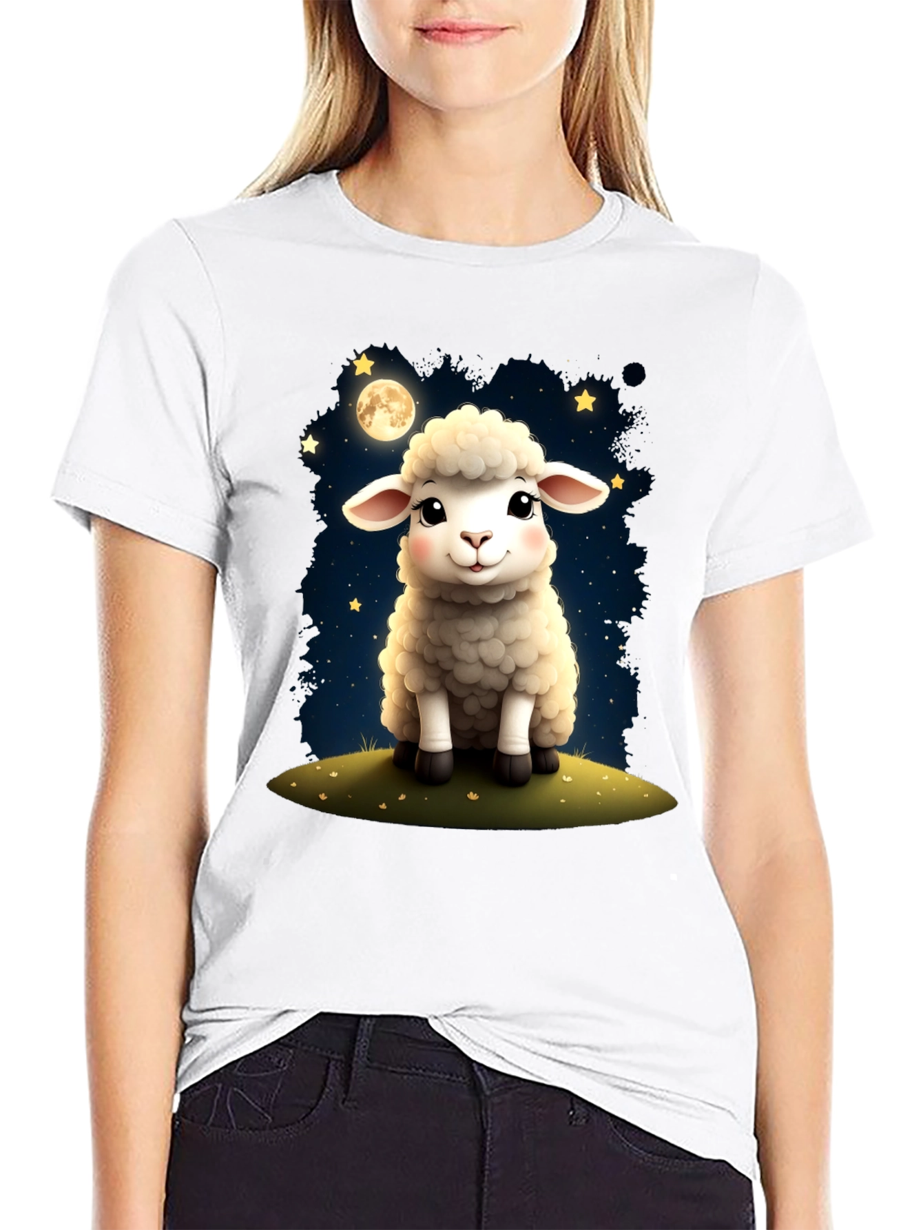 Cute Sheep Under the Moon T-Shirt