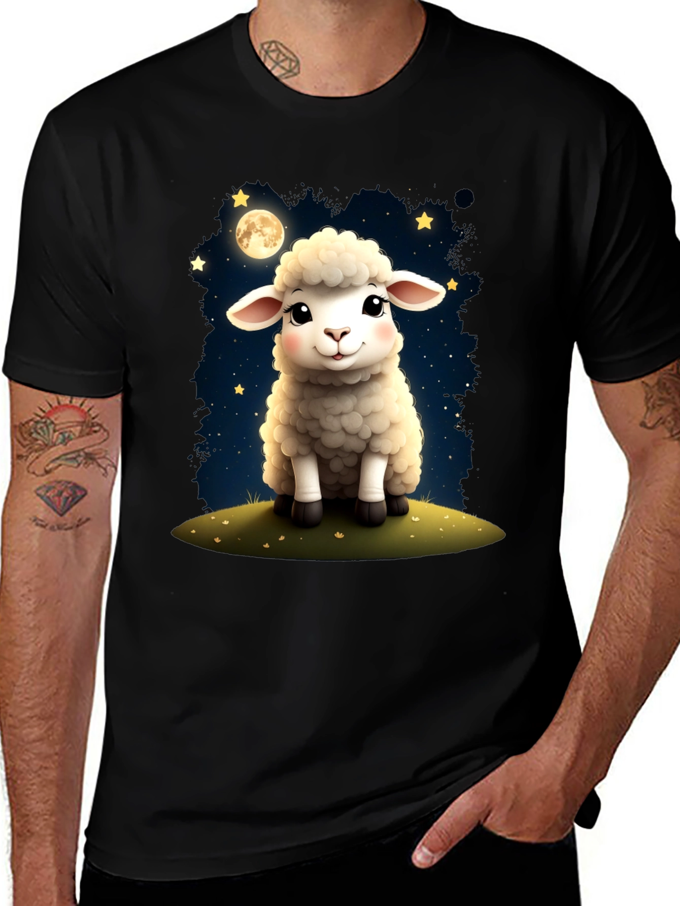 Cute Sheep Under the Moon T-Shirt