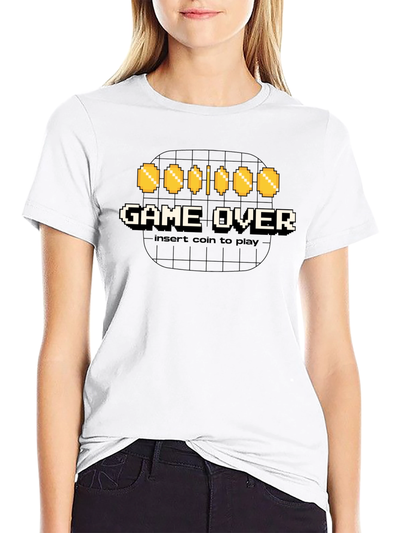Game Over Insert Coin Black Graphic Tee