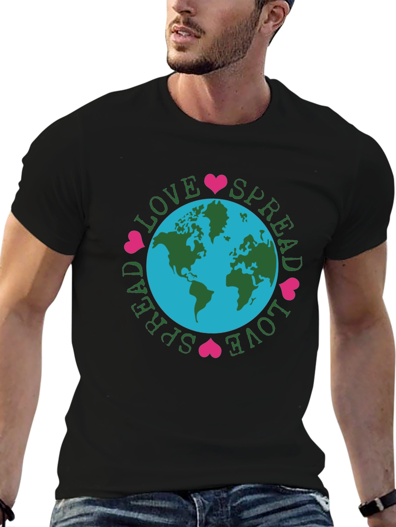 Spread Love Earth Tee - Black Graphic T-Shirt