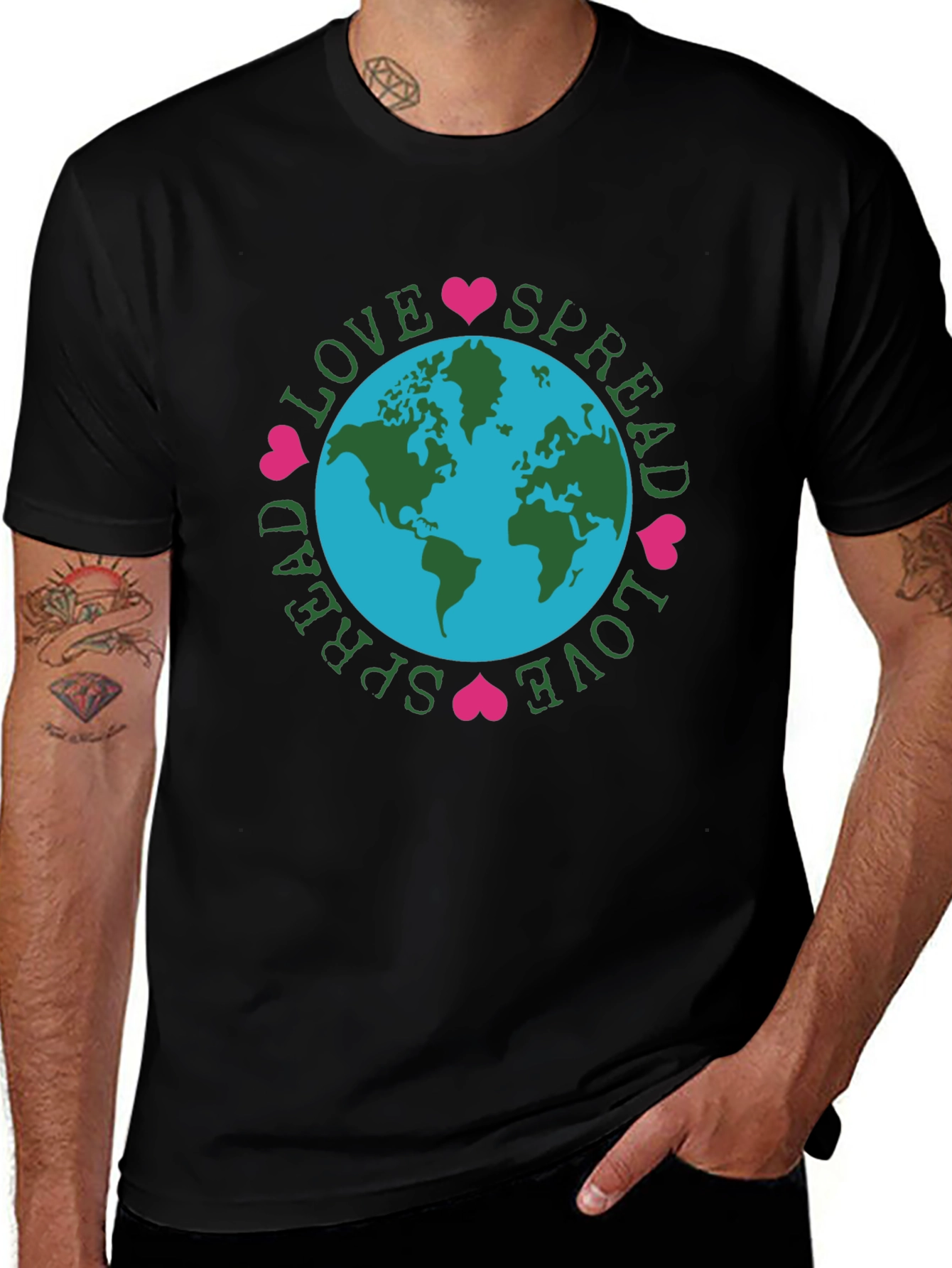 Spread Love Earth Tee - Black Graphic T-Shirt