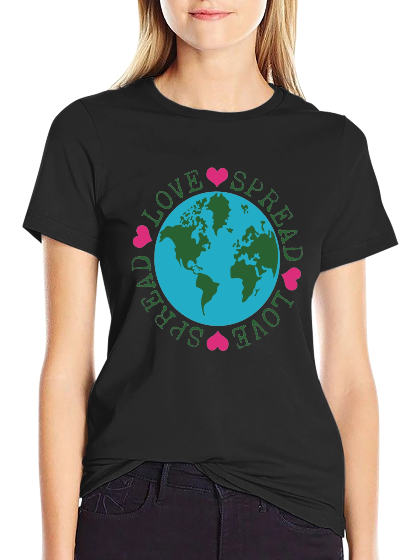 Spread Love Earth Tee - Black Graphic T-Shirt