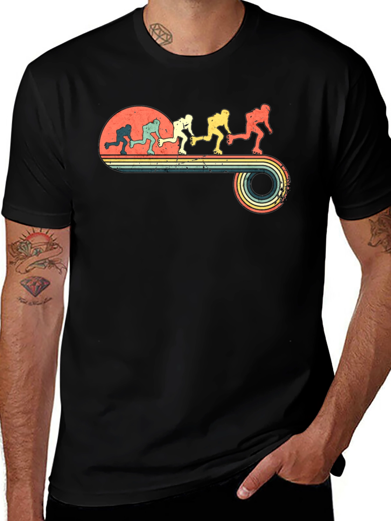 Retro Roller Skate Evolution Graphic T-Shirt