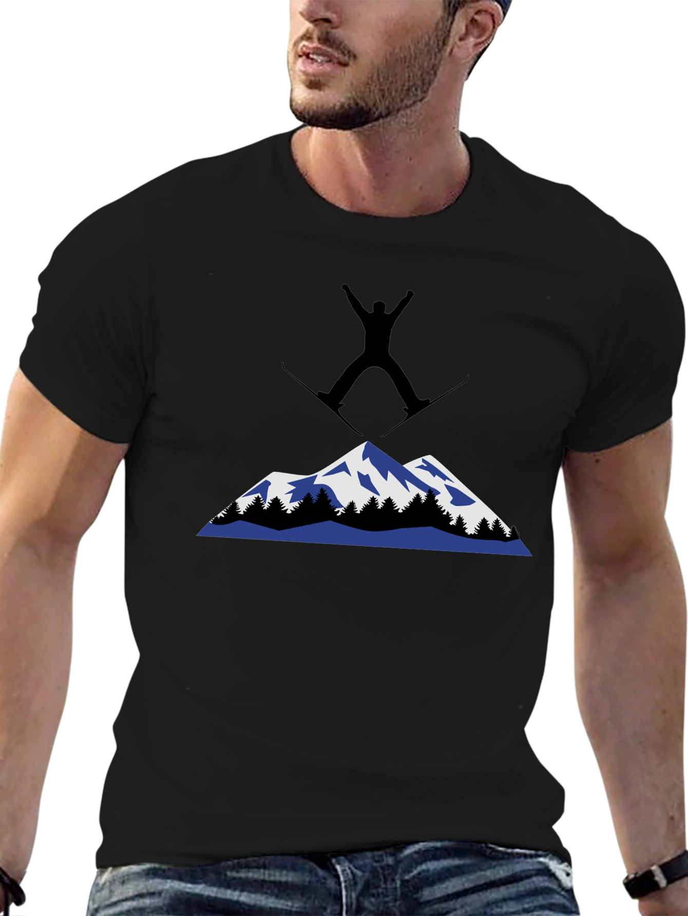 Mountain Skiing Graphic T-Shirt