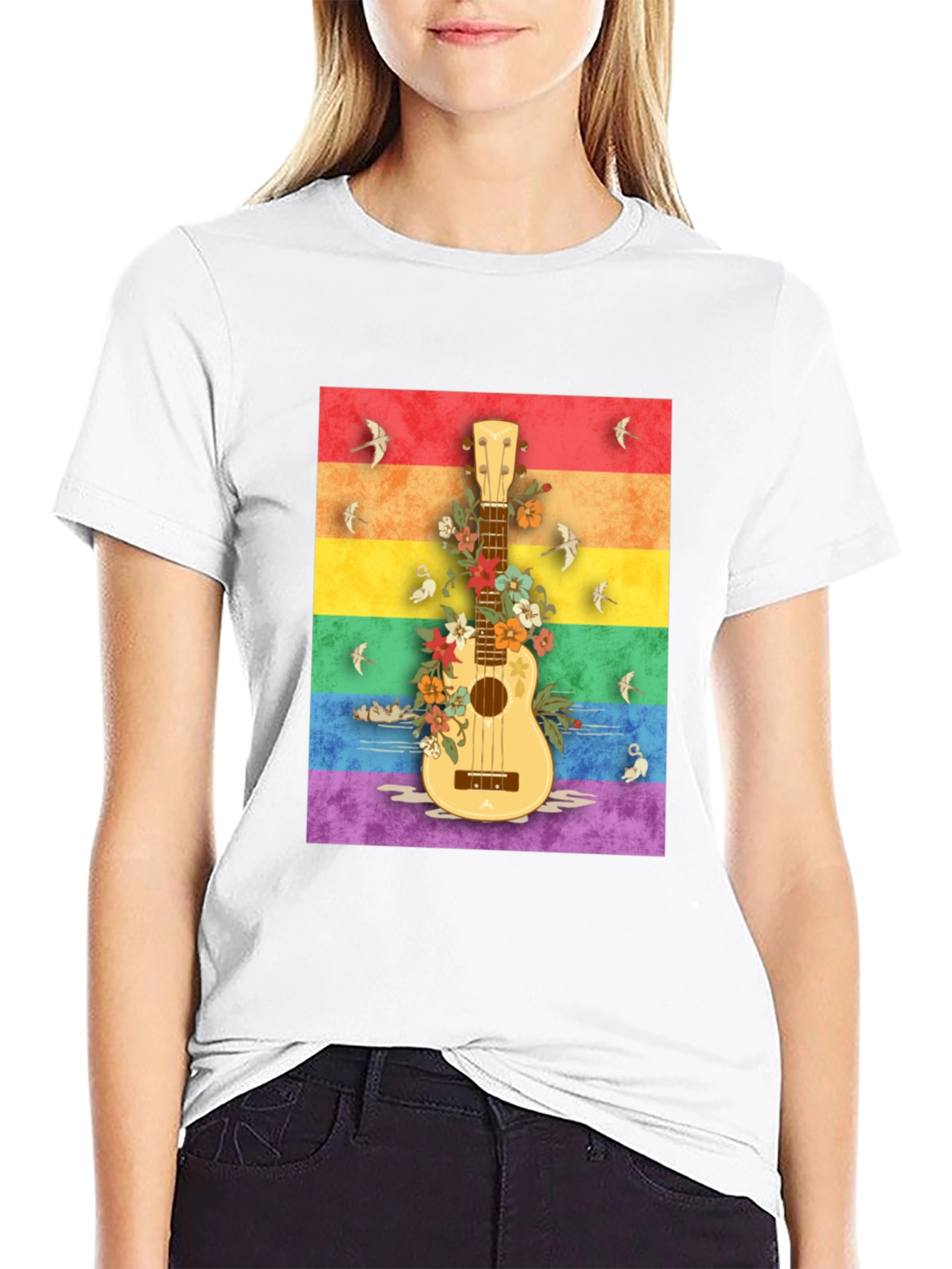 Rainbow Ukulele Graphic Tee