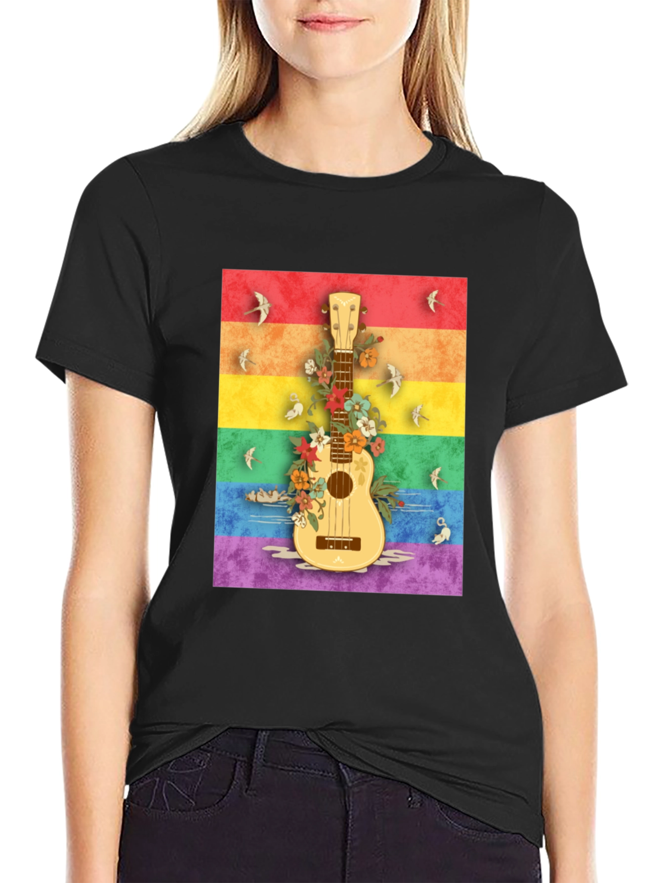Rainbow Ukulele Graphic Tee