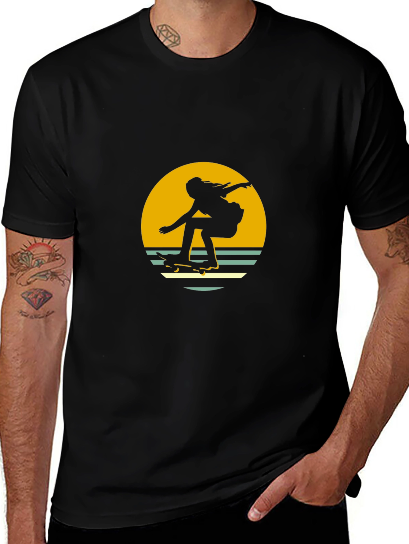 Retro Skater Graphic Tee - Black