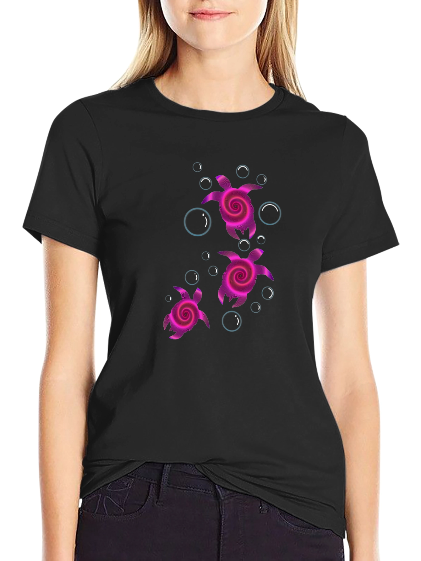 Funky Turtle Graphic Tee - Black