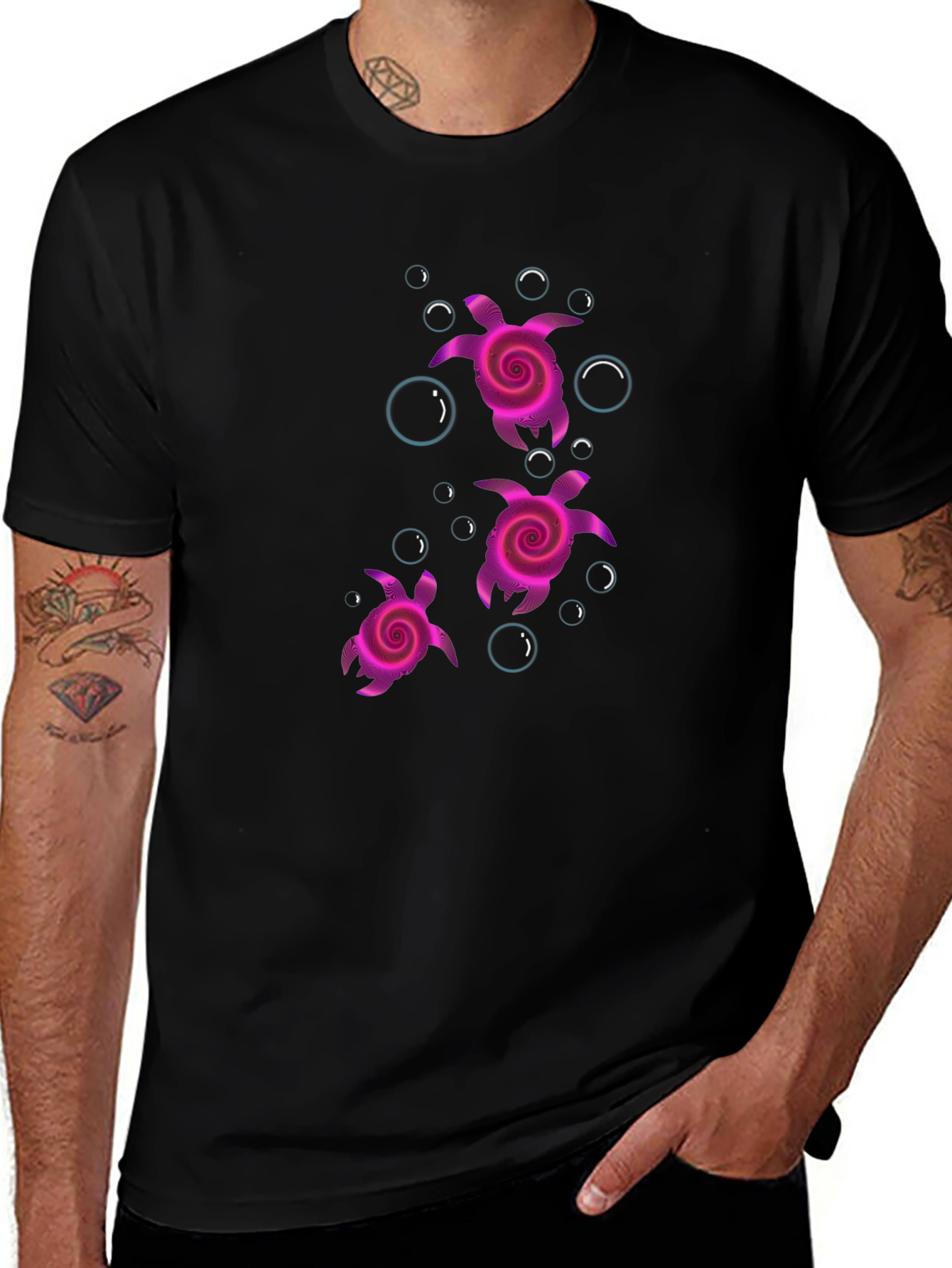 Funky Turtle Graphic Tee - Black
