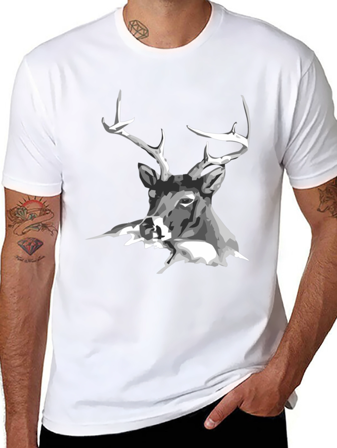 Black Deer Graphic Tee - Mens Casual T-Shirt