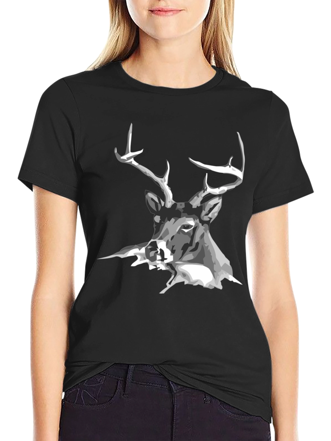 Black Deer Graphic Tee - Mens Casual T-Shirt