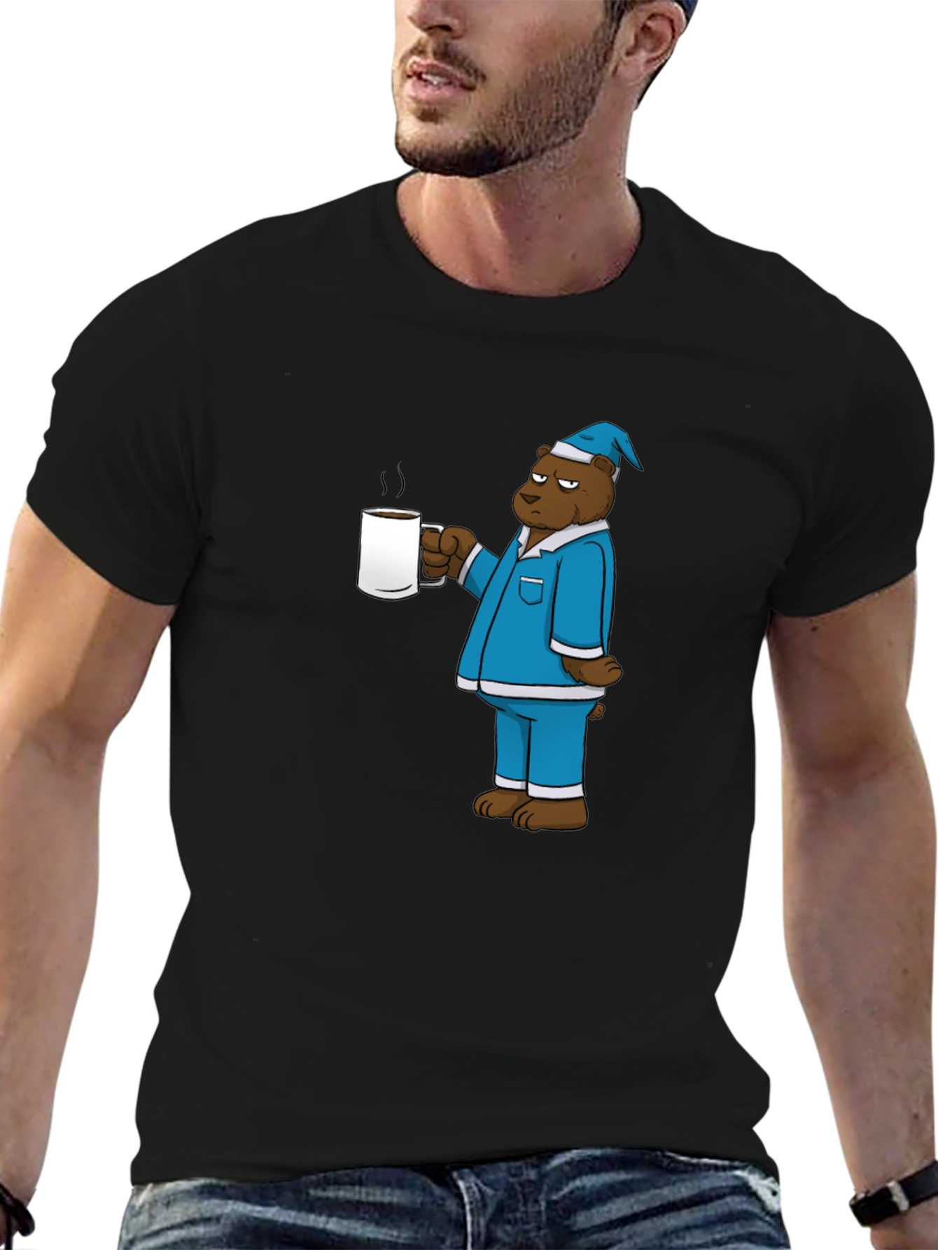 Bear in Pajamas Coffee Graphic Tee