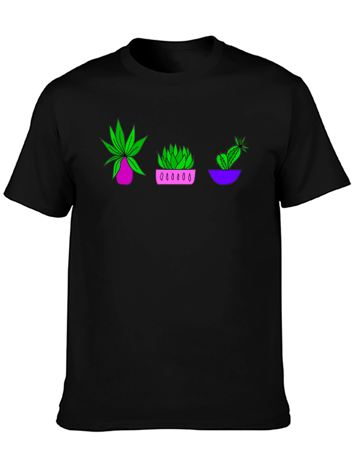 Plant Trio Graphic T-Shirt - Black