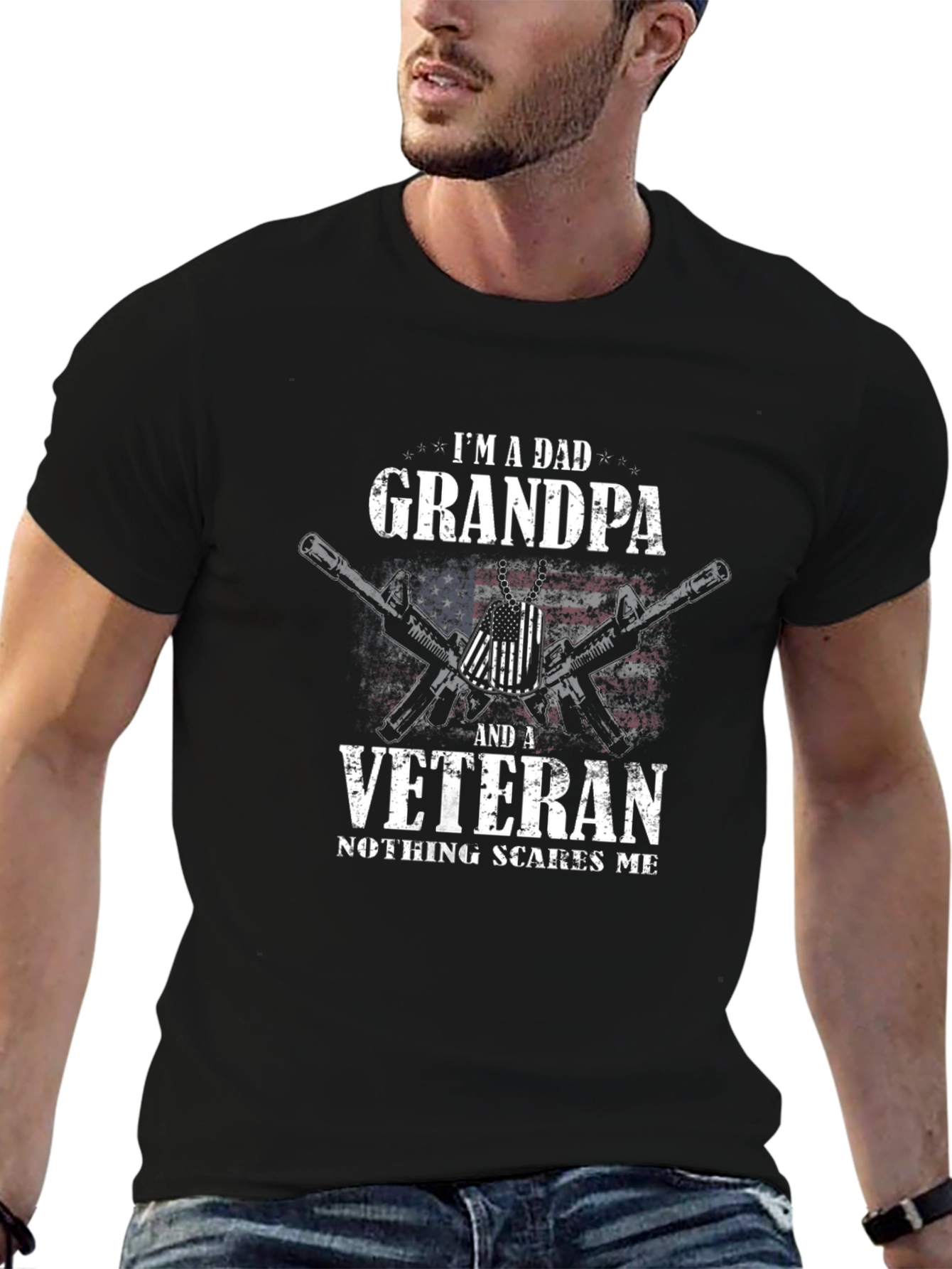 Dad Grandpa Veteran T-Shirt: Nothing Scares Me!