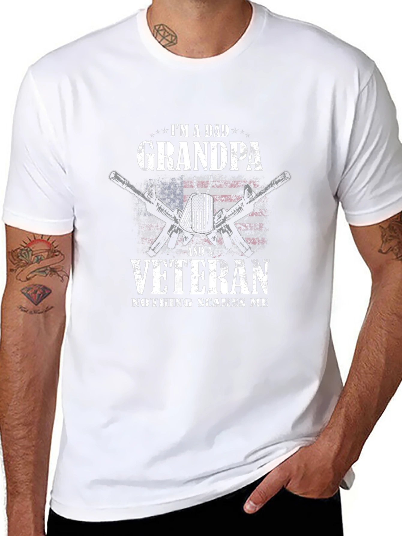 Dad Grandpa Veteran T-Shirt: Nothing Scares Me!