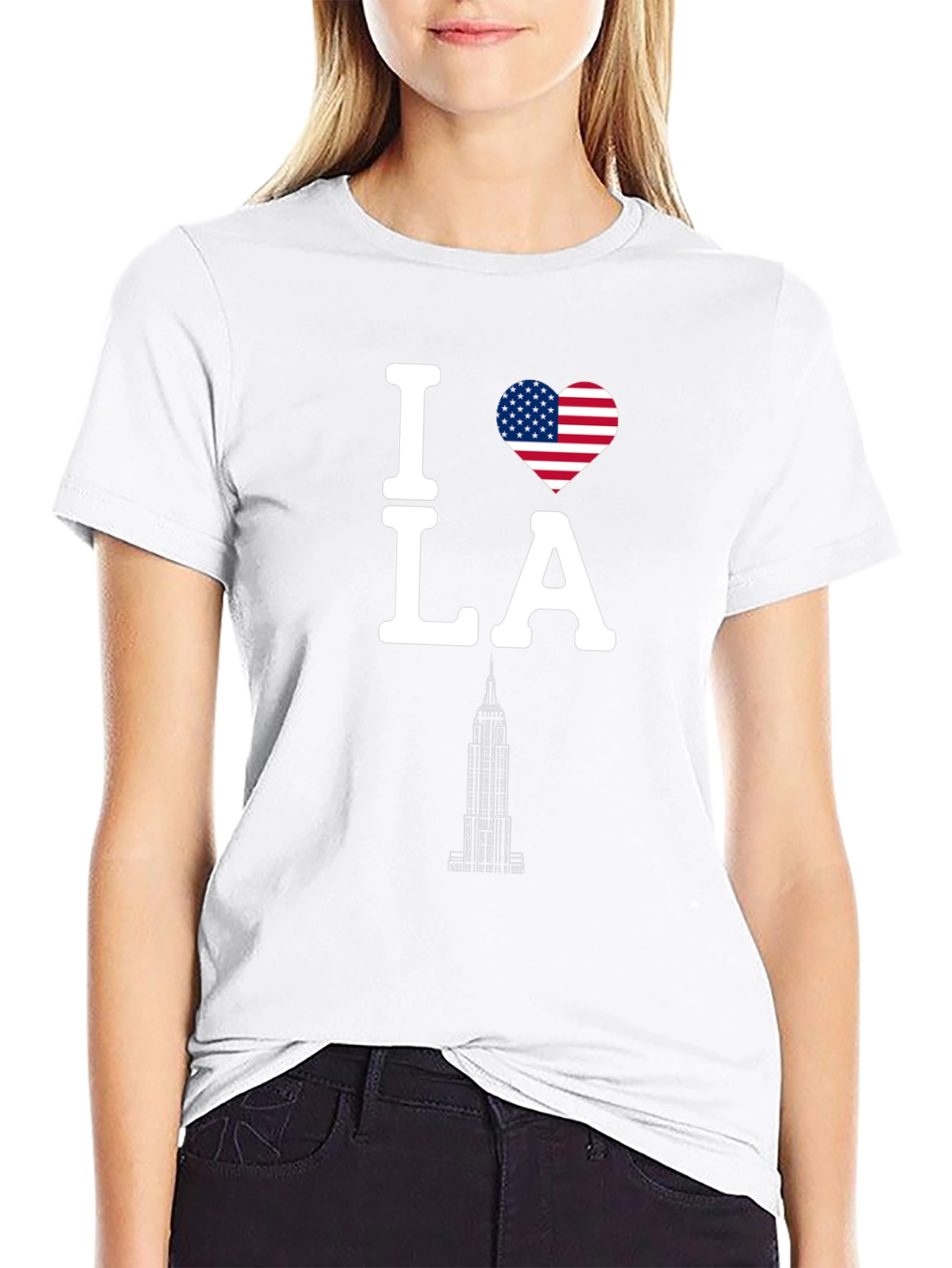 I Love LA T-Shirt with US Flag Heart Design