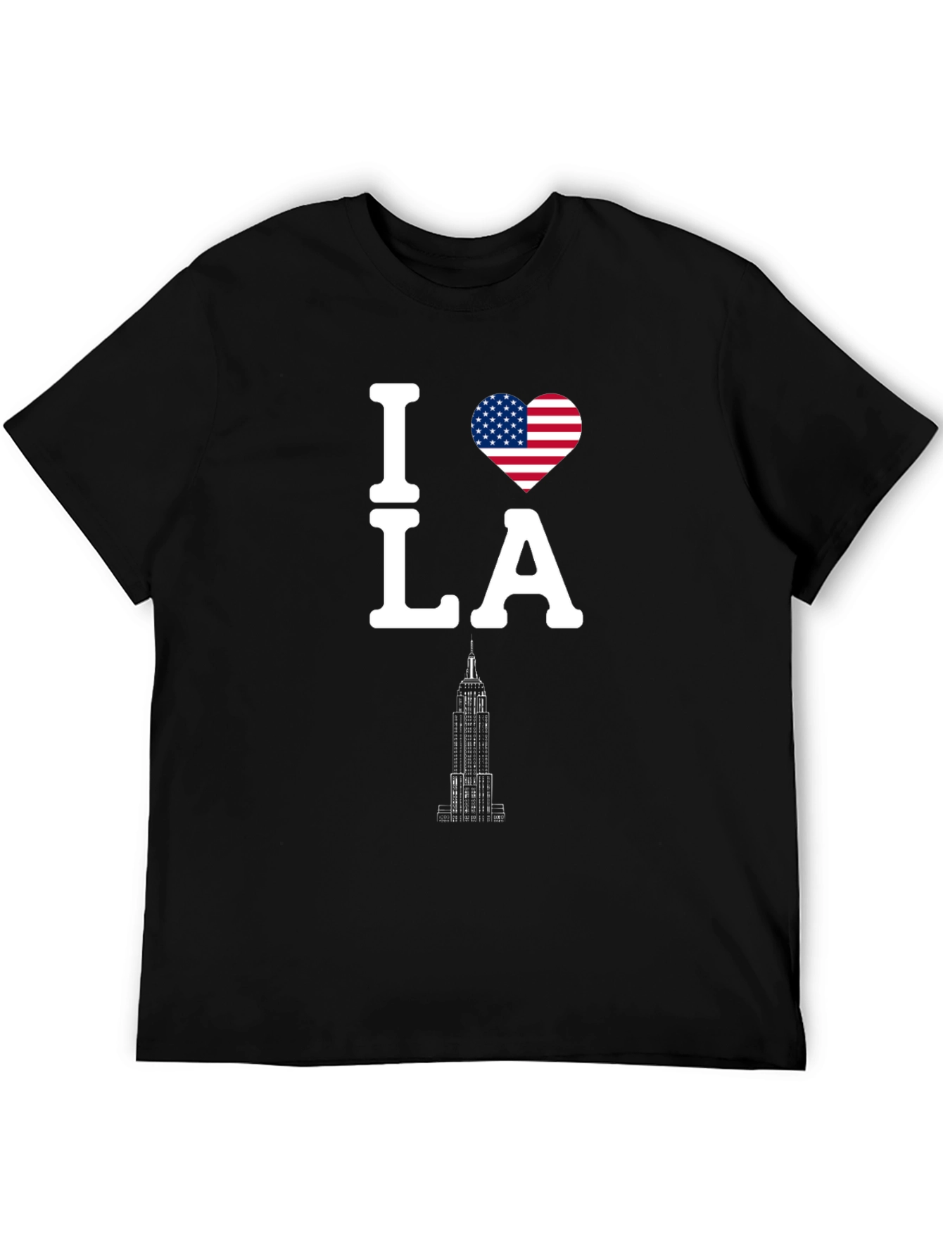 I Love LA T-Shirt with US Flag Heart Design