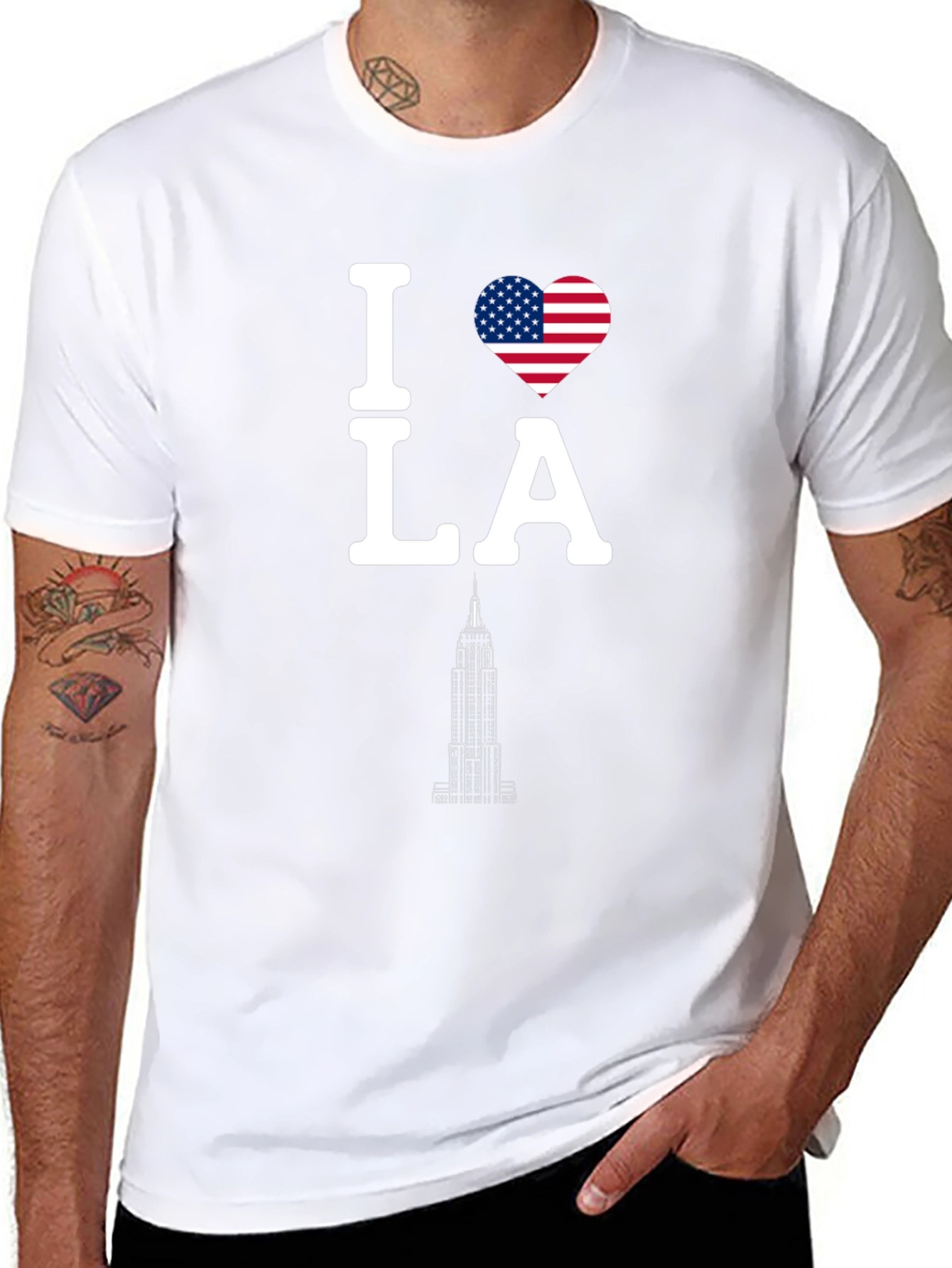 I Love LA T-Shirt with US Flag Heart Design