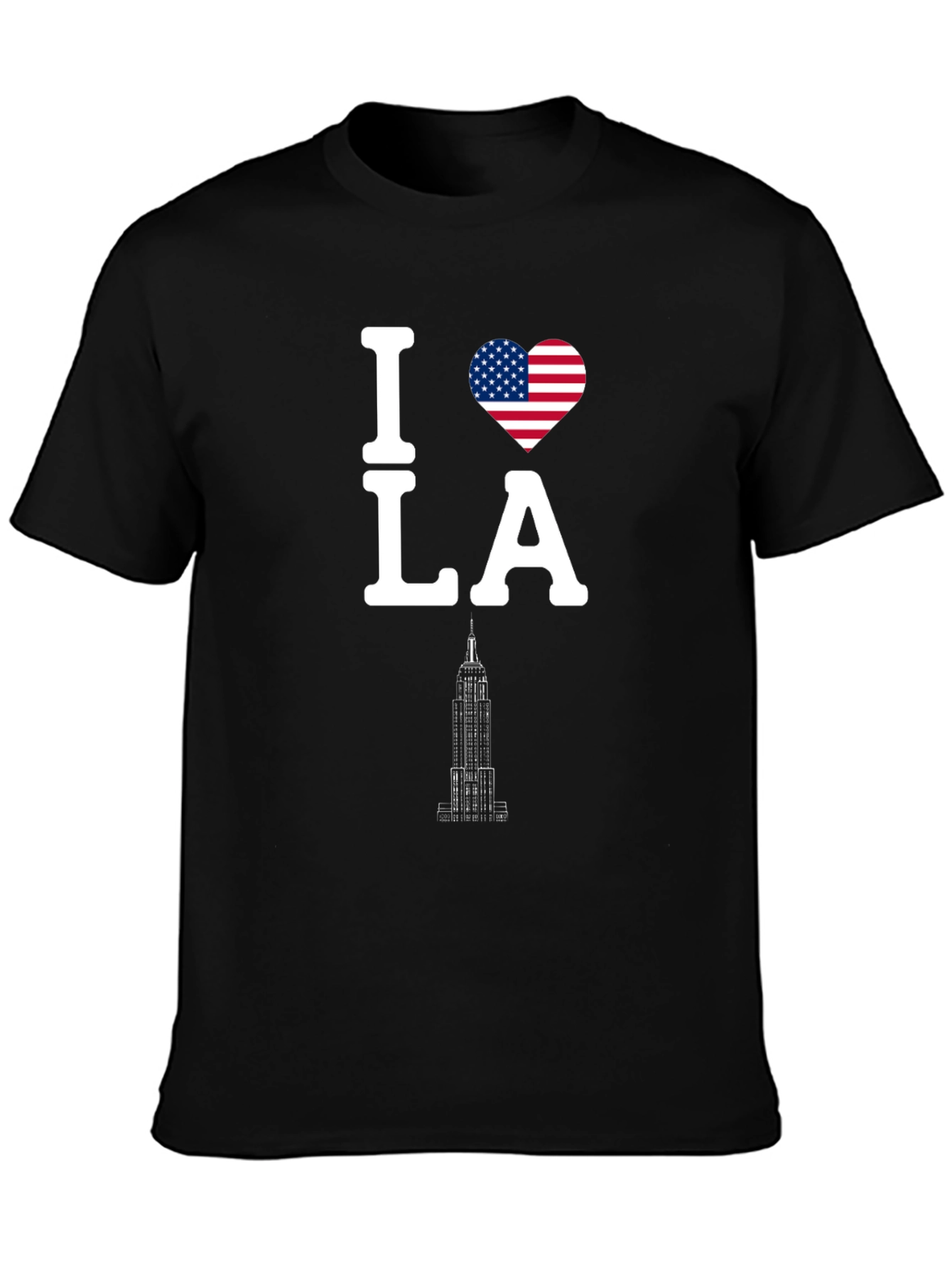 I Love LA T-Shirt with US Flag Heart Design