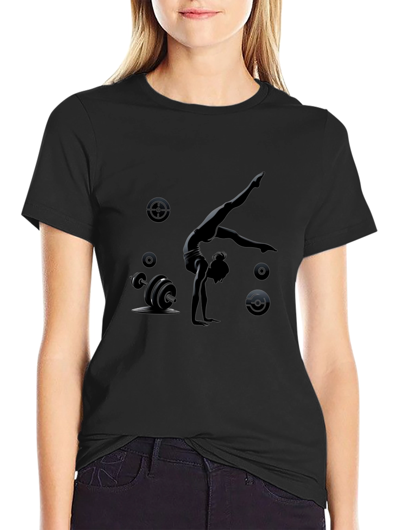 Gymnast & Weights Black T-Shirt