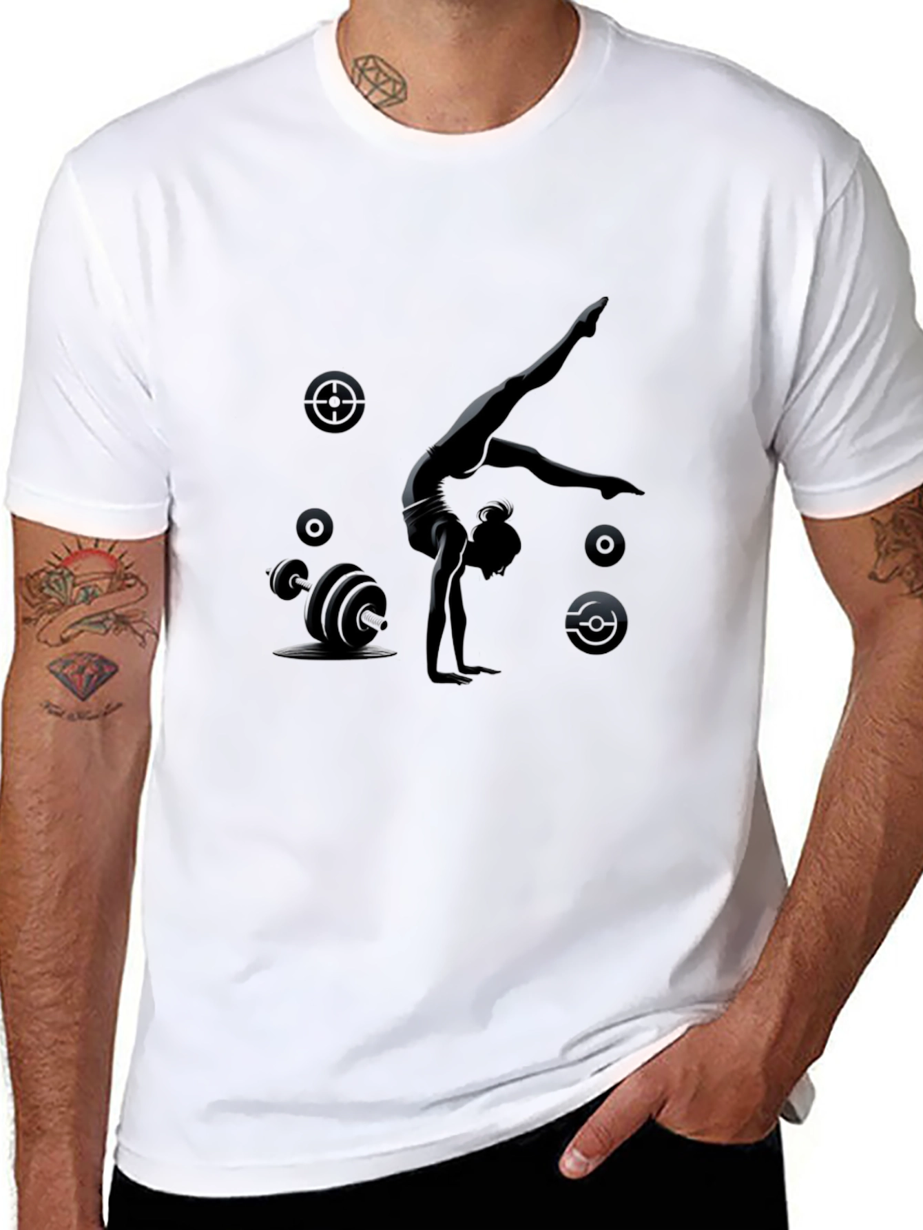 Gymnast & Weights Black T-Shirt
