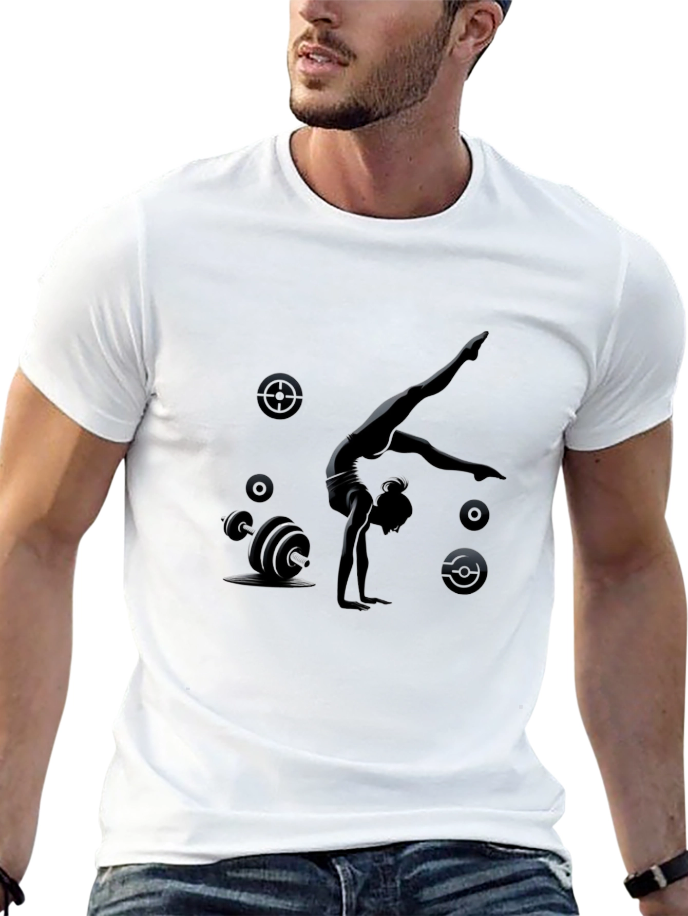Gymnast & Weights Black T-Shirt