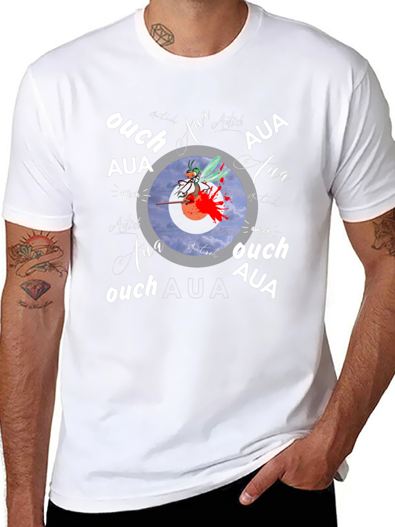 Ouch! Aua! Graphic Print Black T-Shirt