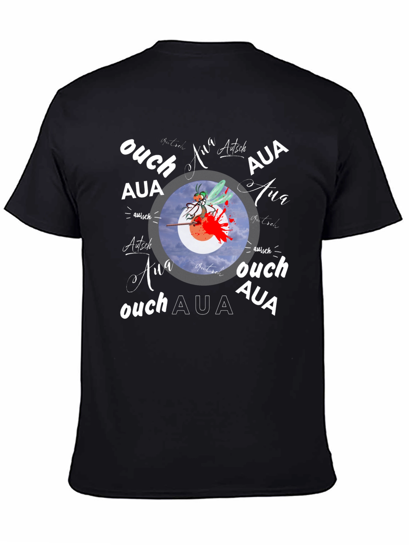 Ouch! Aua! Graphic Print Black T-Shirt