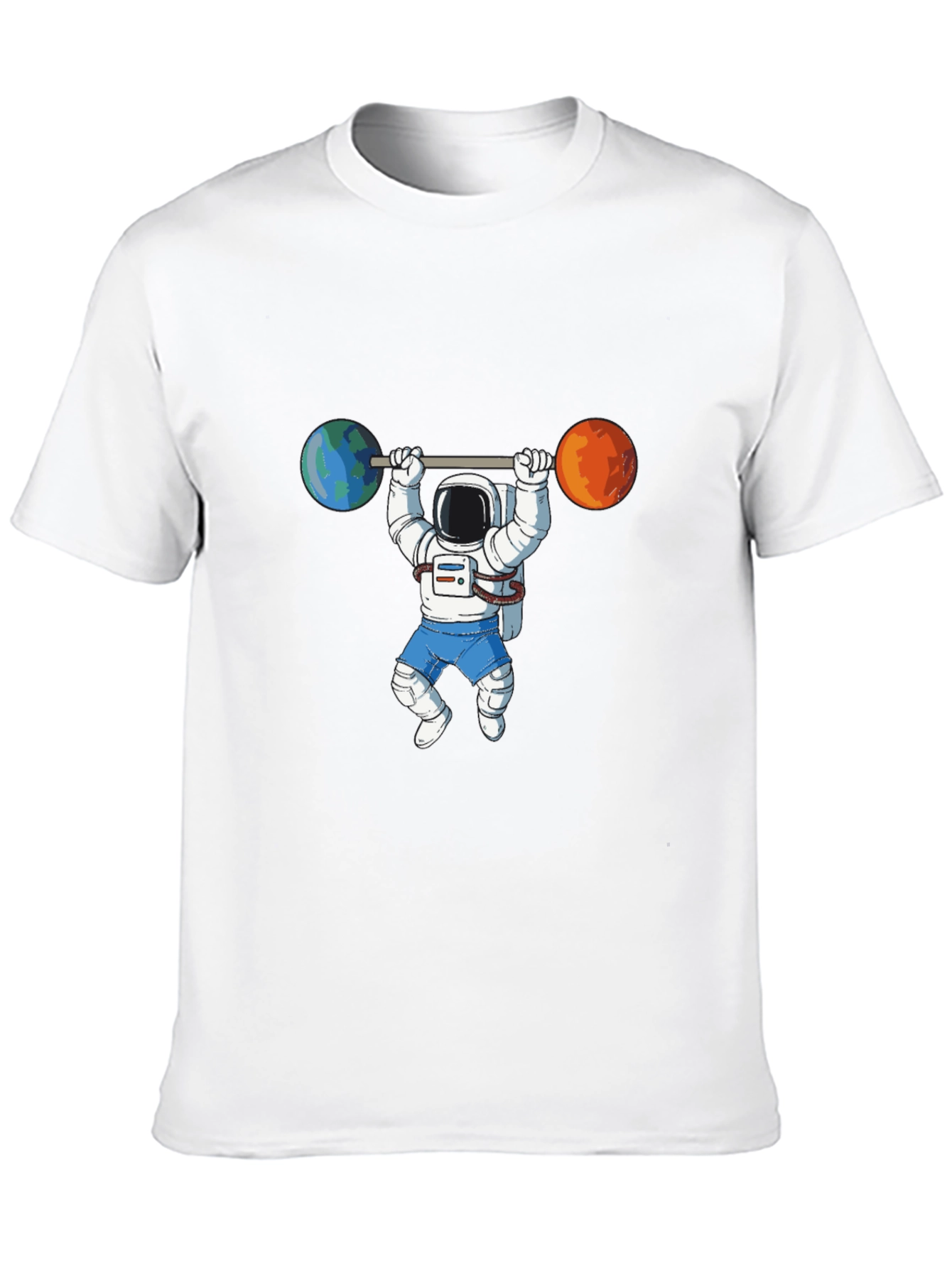 Astronaut Lifting Planets Graphic Tee
