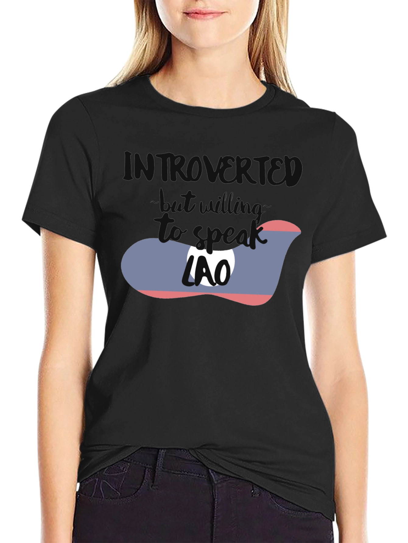 Introvert Lao Flag Graphic T-Shirt