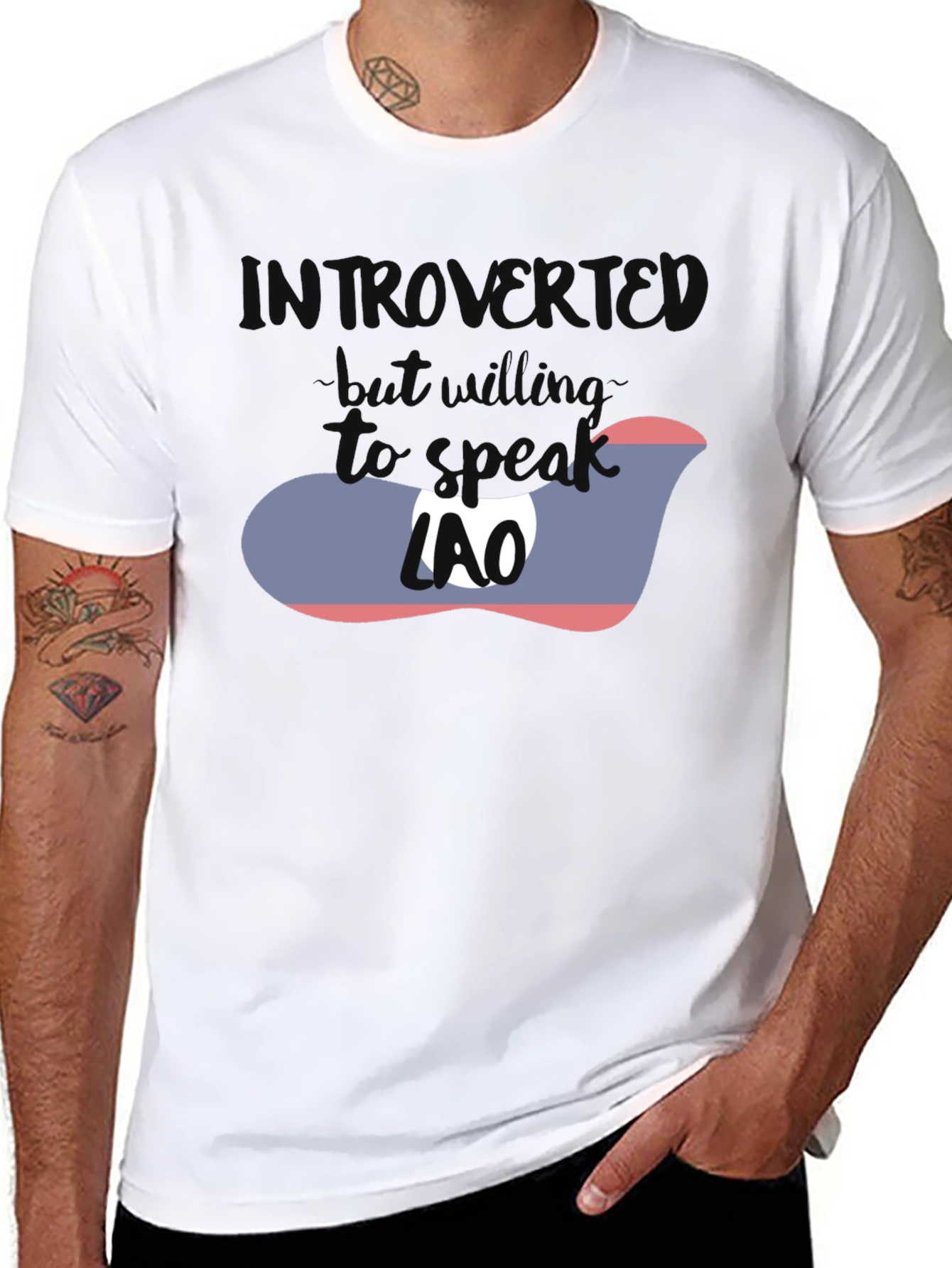 Introvert Lao Flag Graphic T-Shirt