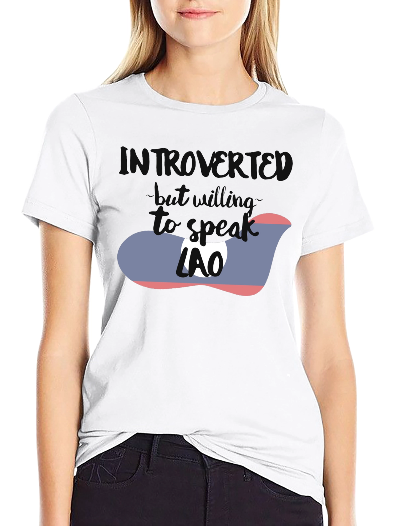 Introvert Lao Flag Graphic T-Shirt