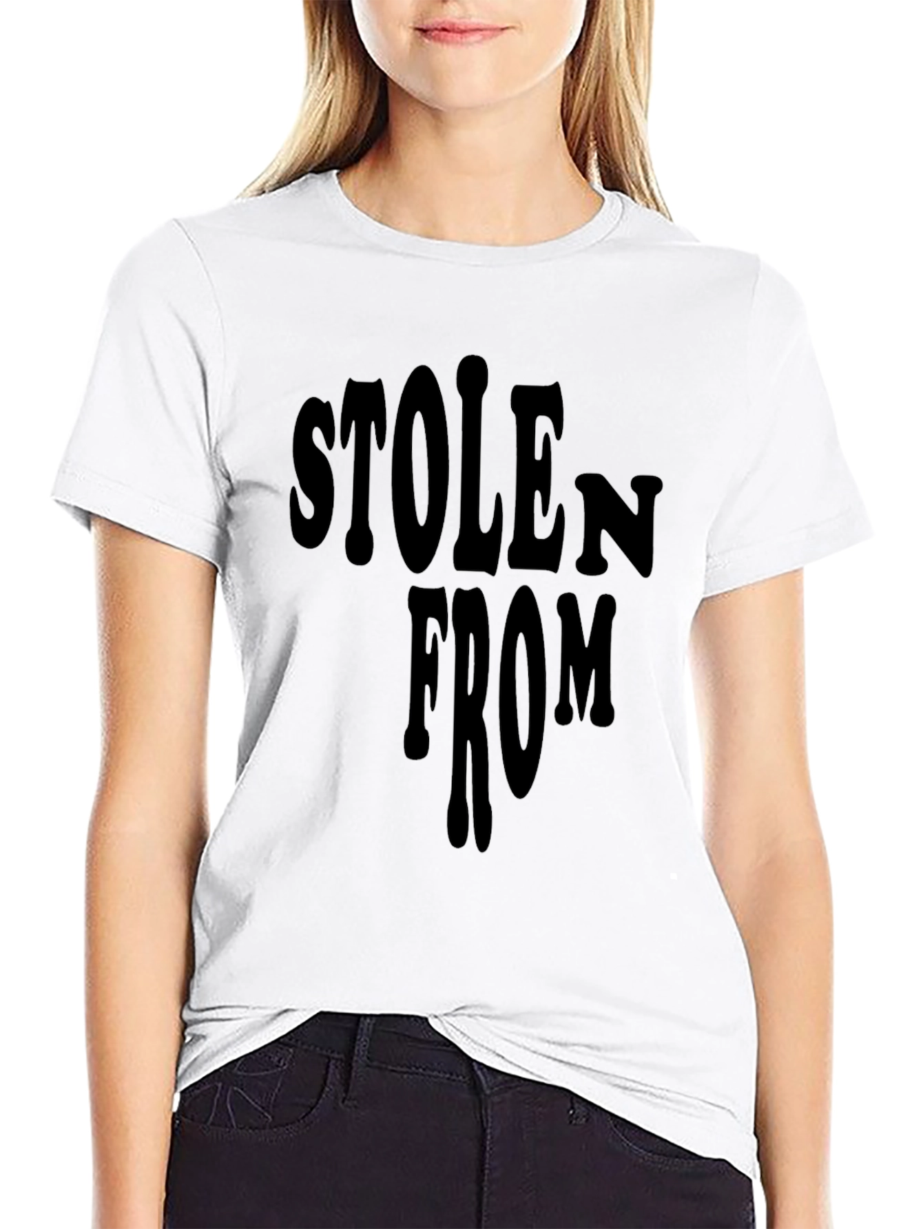 Stolen From Graphic Tee - Black Crewneck T-Shirt