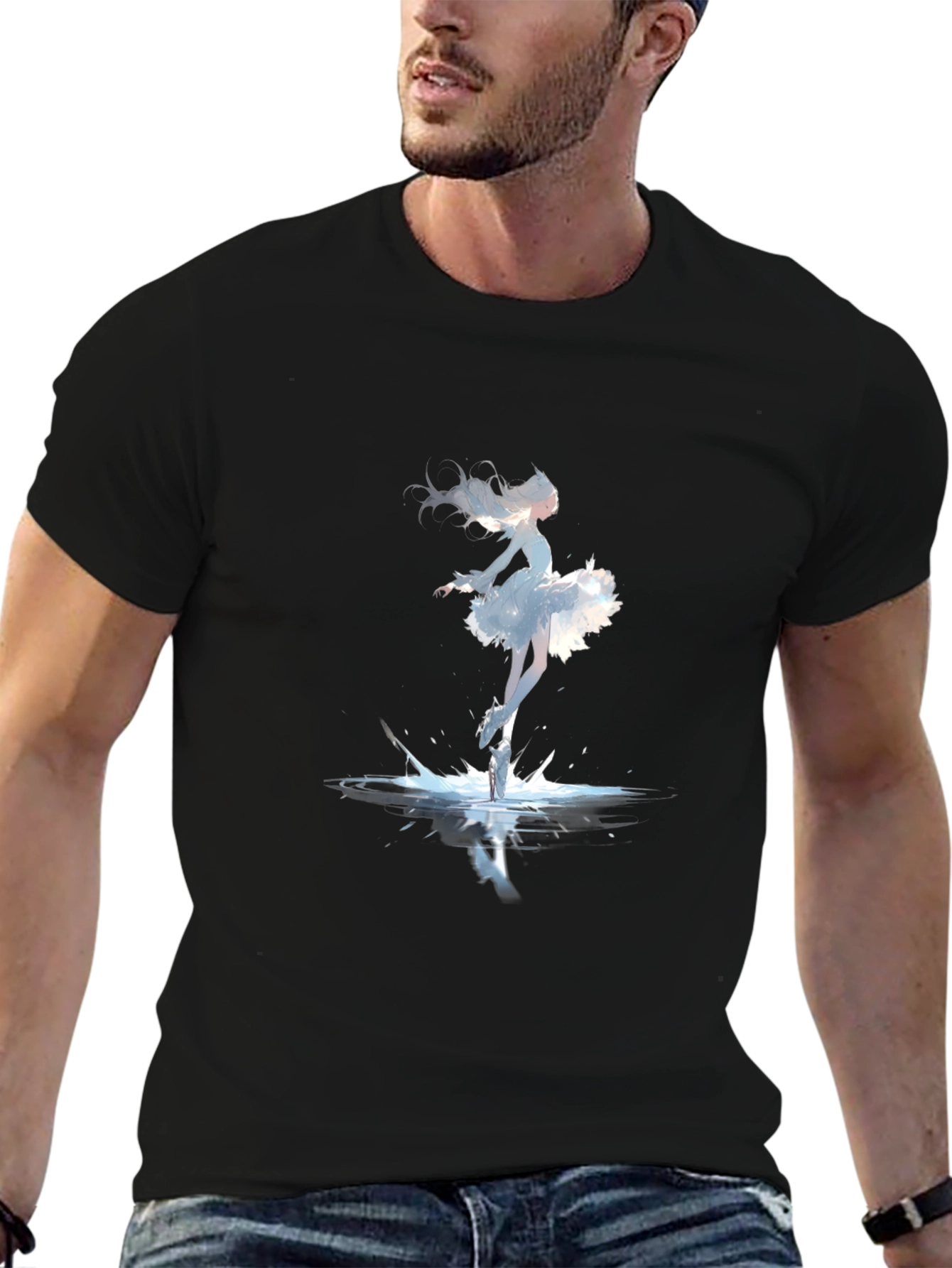 Ballerina Splash Graphic Tee - Black Cotton Shirt