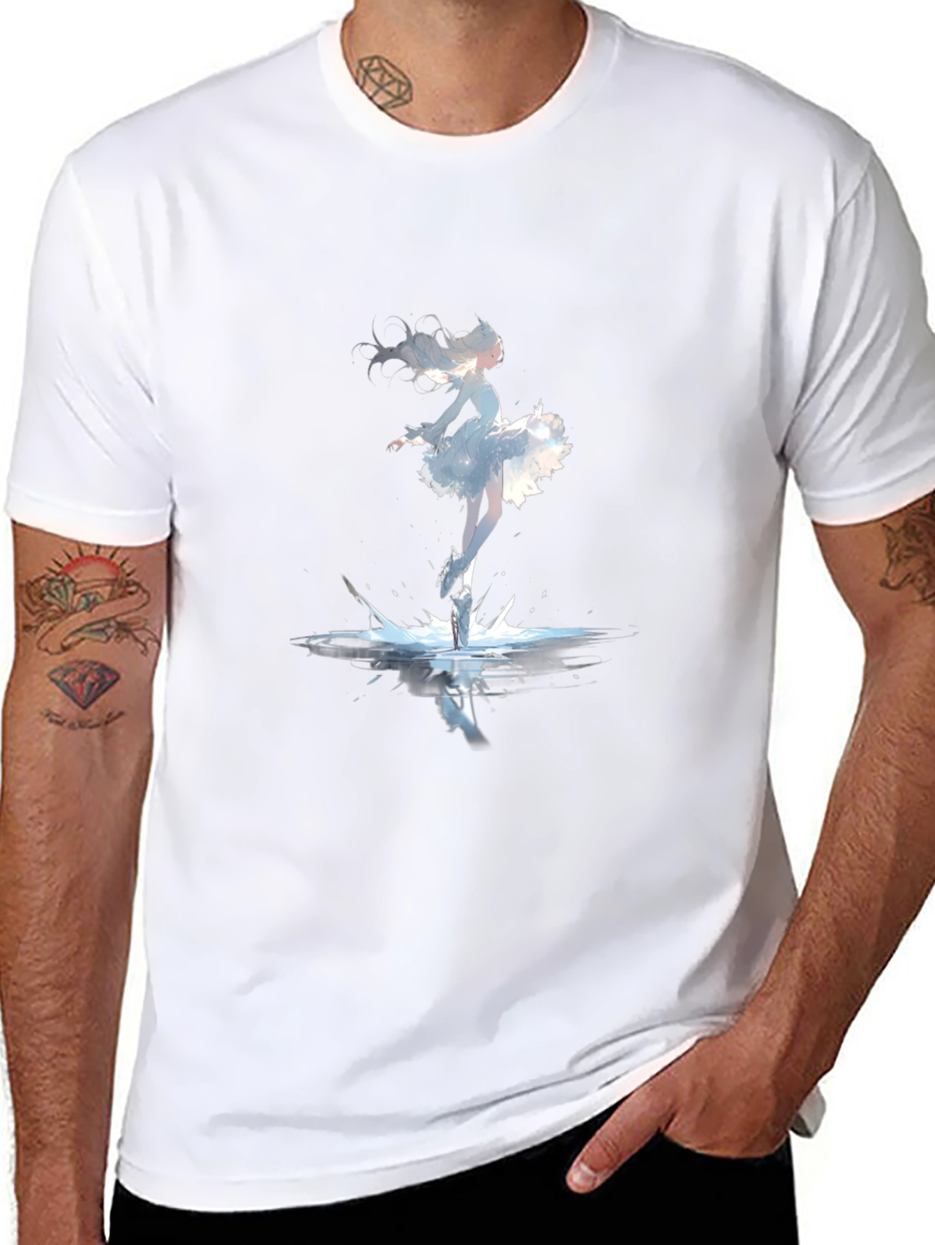 Ballerina Splash Graphic Tee - Black Cotton Shirt