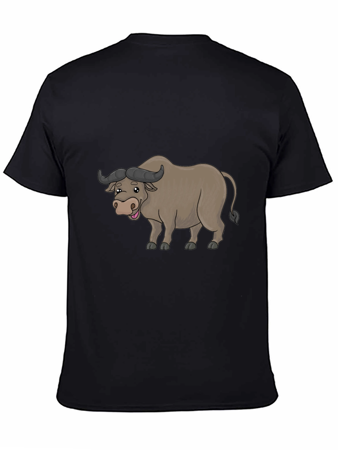 Funny Buffalo Cartoon Black T-Shirt