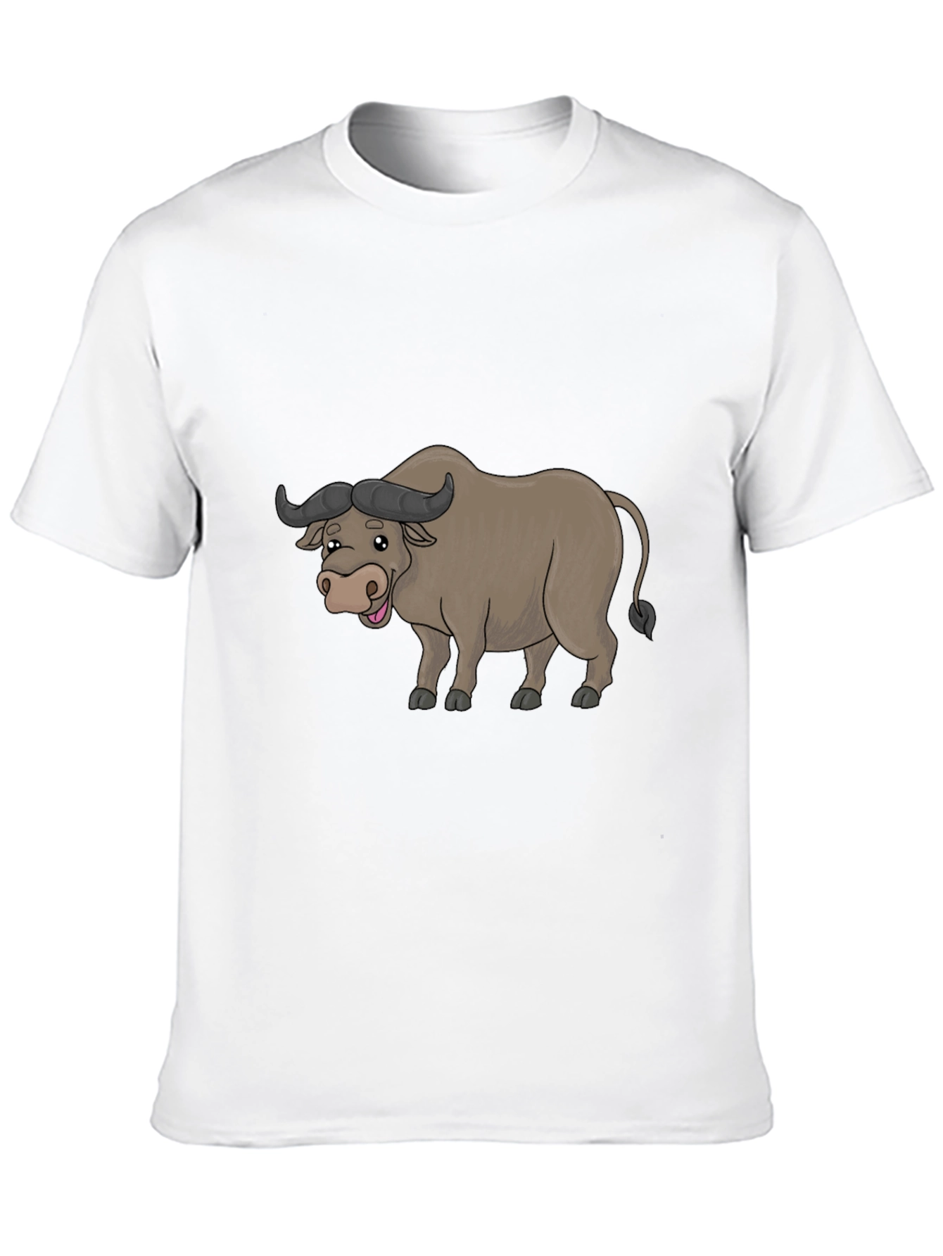 Funny Buffalo Cartoon Black T-Shirt