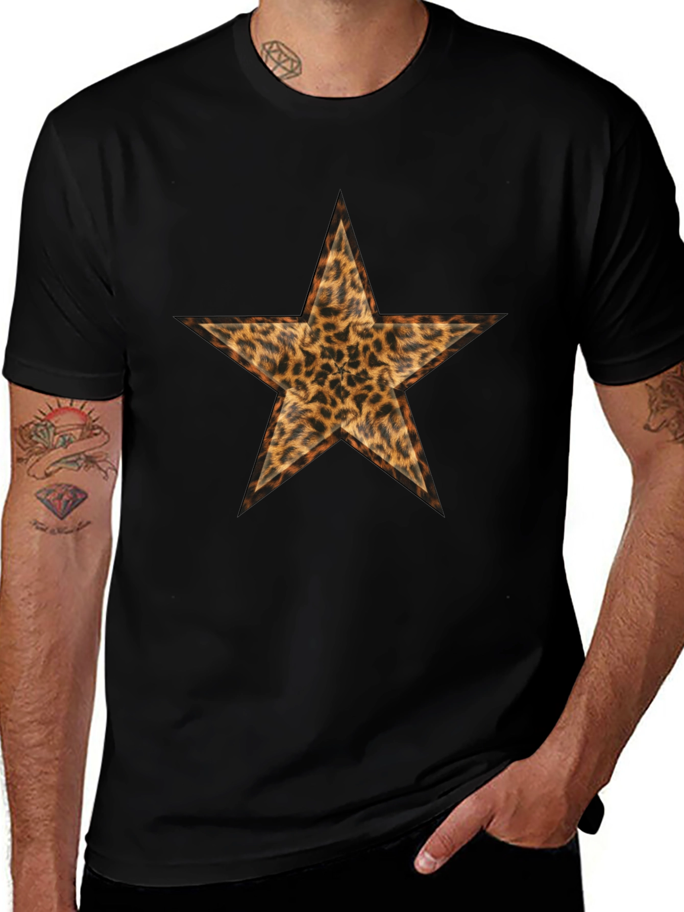 Leopard Print Star Graphic Tee