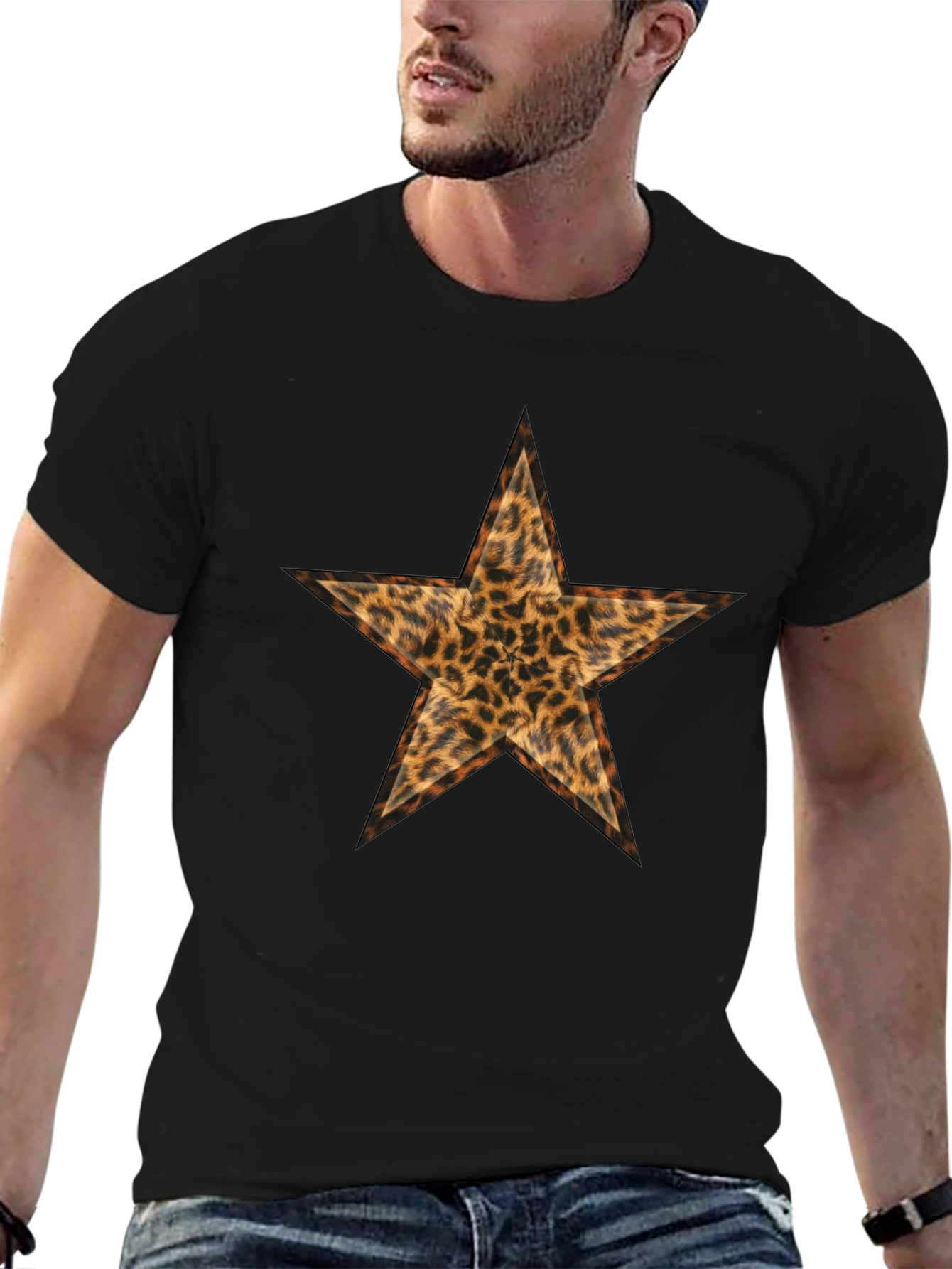 Leopard Print Star Graphic Tee