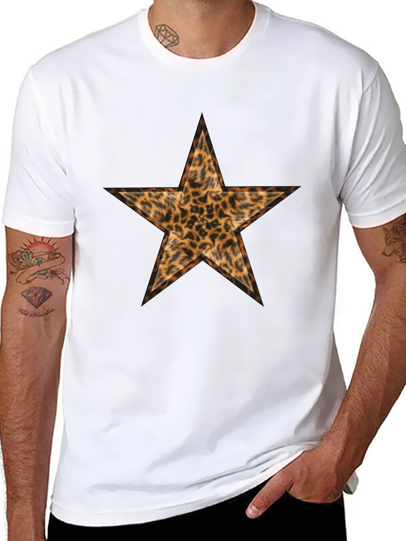 Leopard Print Star Graphic Tee