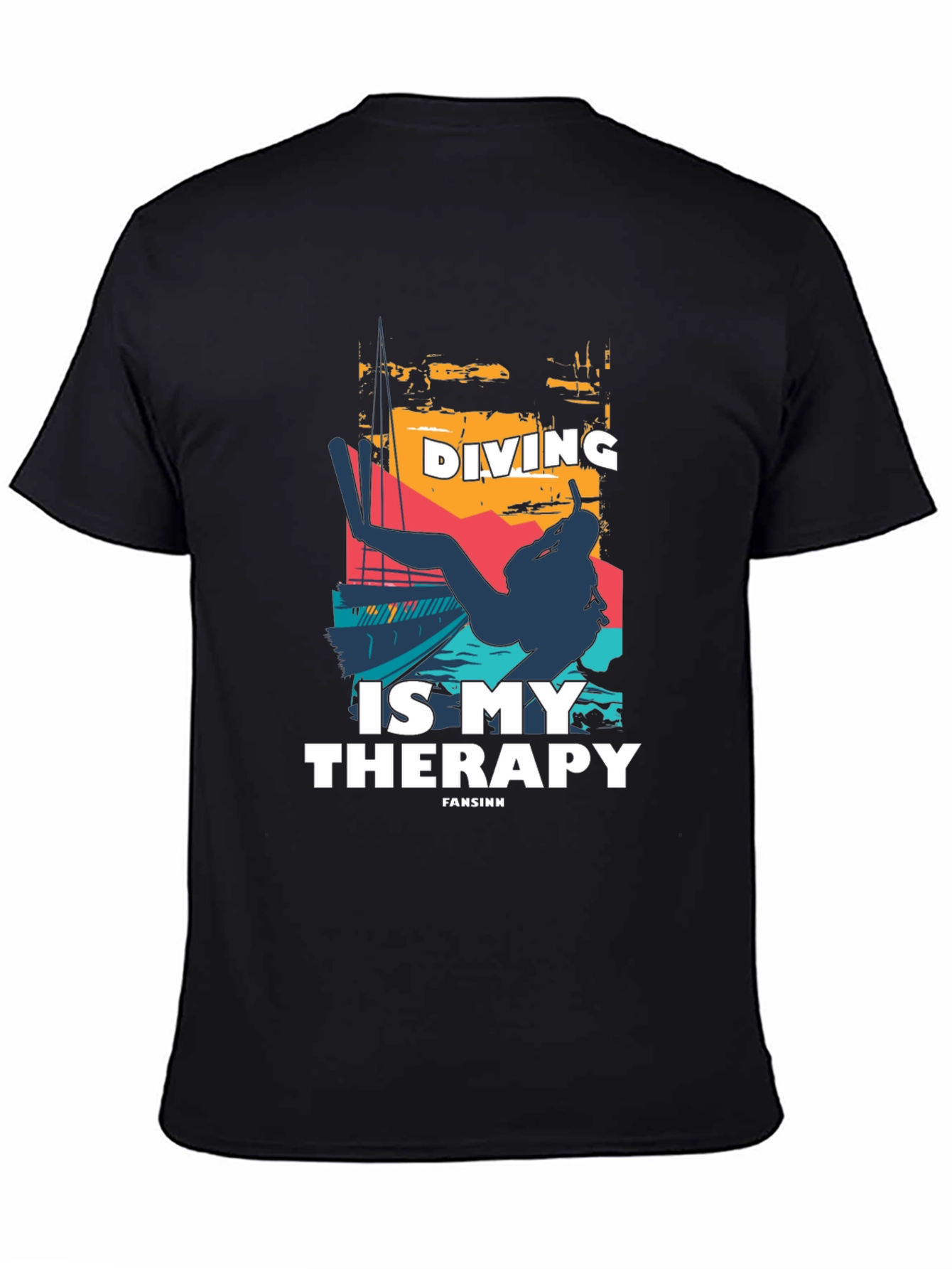 Diving is My Therapy Black T-Shirt