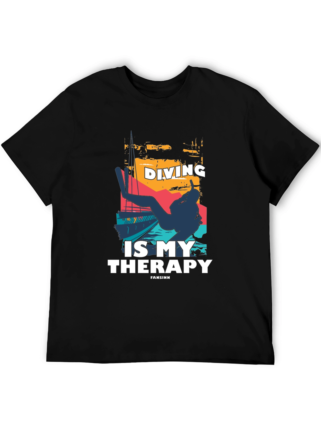 Diving is My Therapy Black T-Shirt