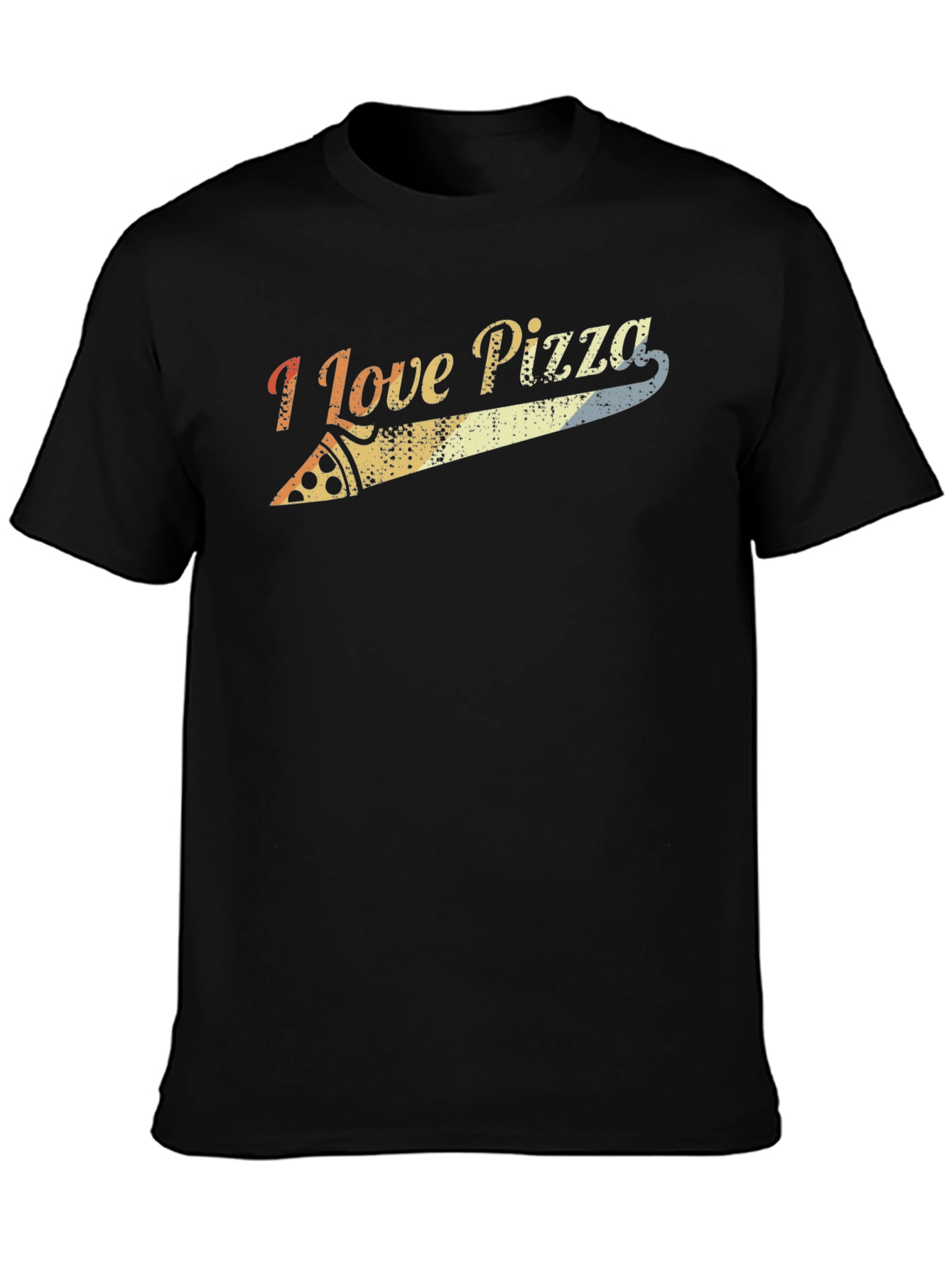 I Love Pizza Retro Graphic Tee - Black