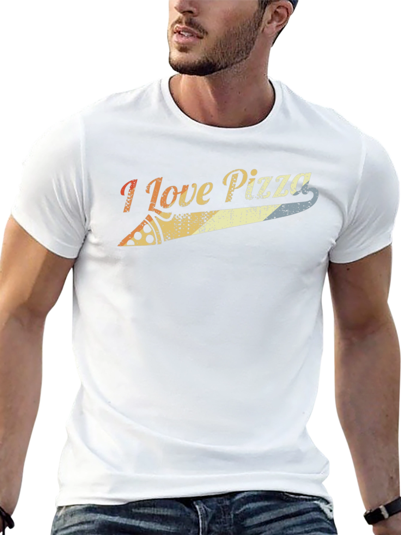 I Love Pizza Retro Graphic Tee - Black
