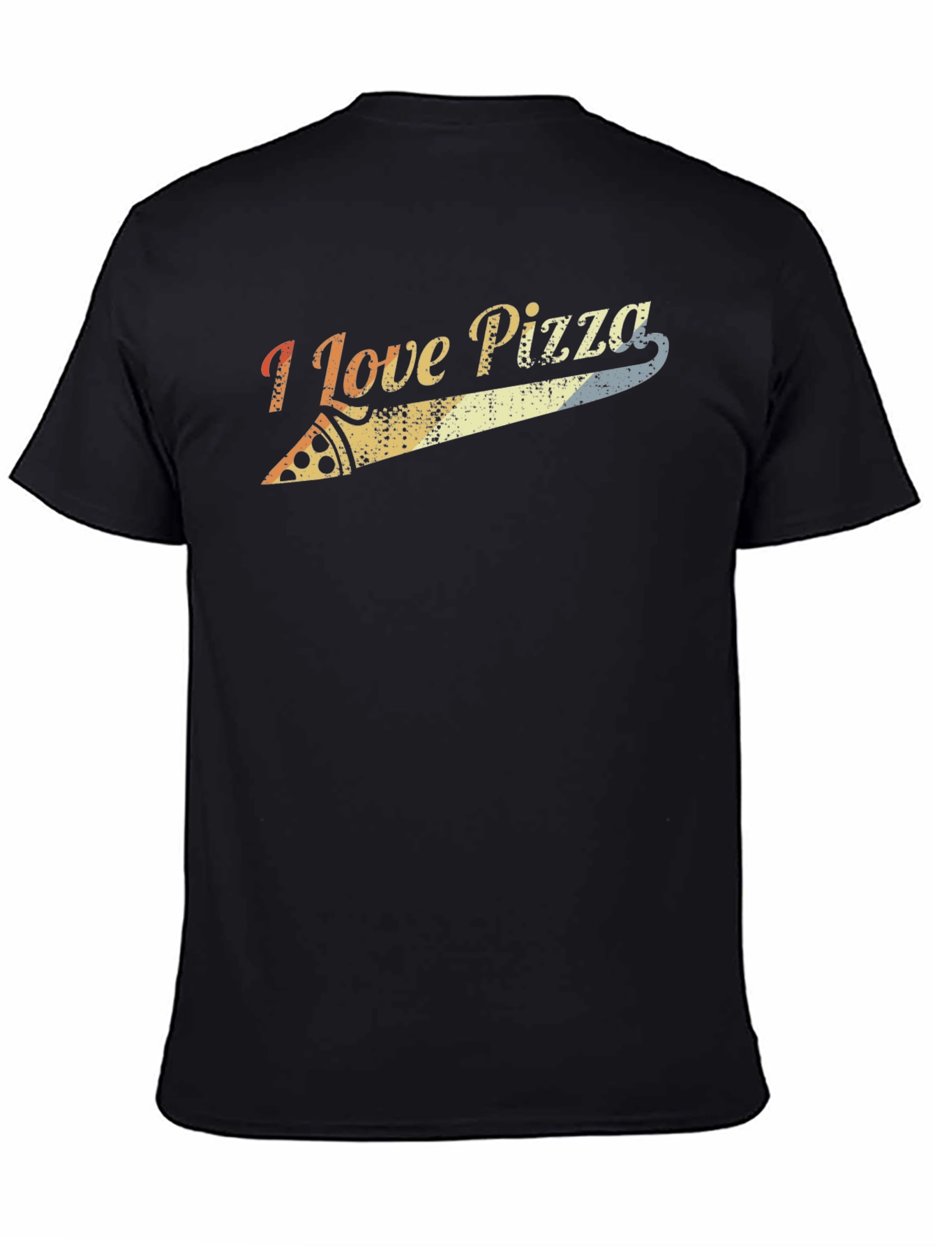 I Love Pizza Retro Graphic Tee - Black