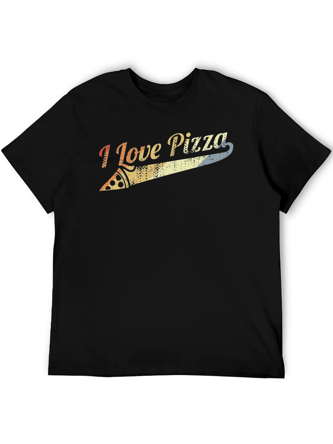 I Love Pizza Retro Graphic Tee - Black