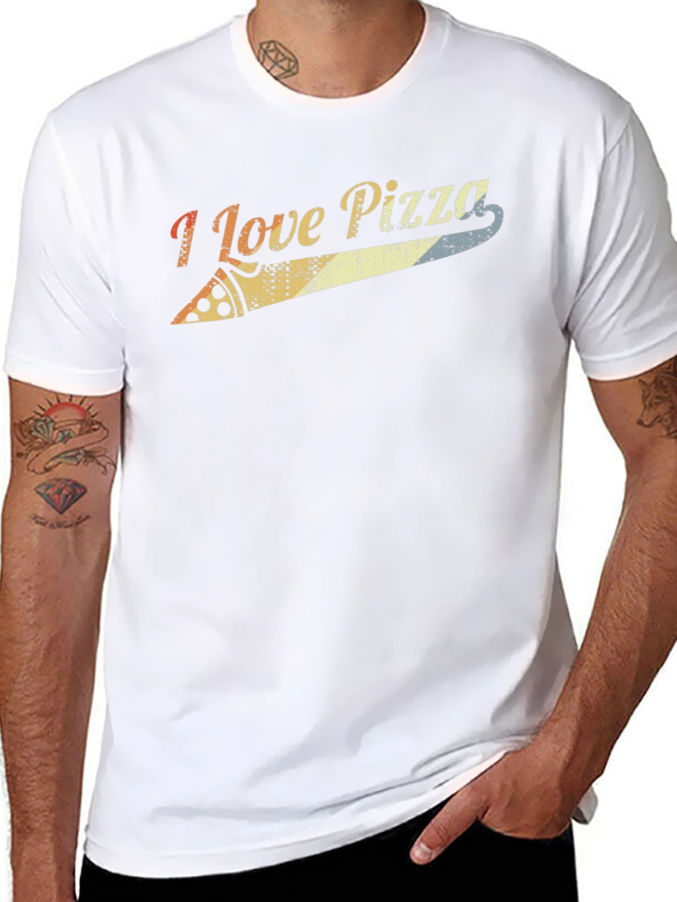 I Love Pizza Retro Graphic Tee - Black