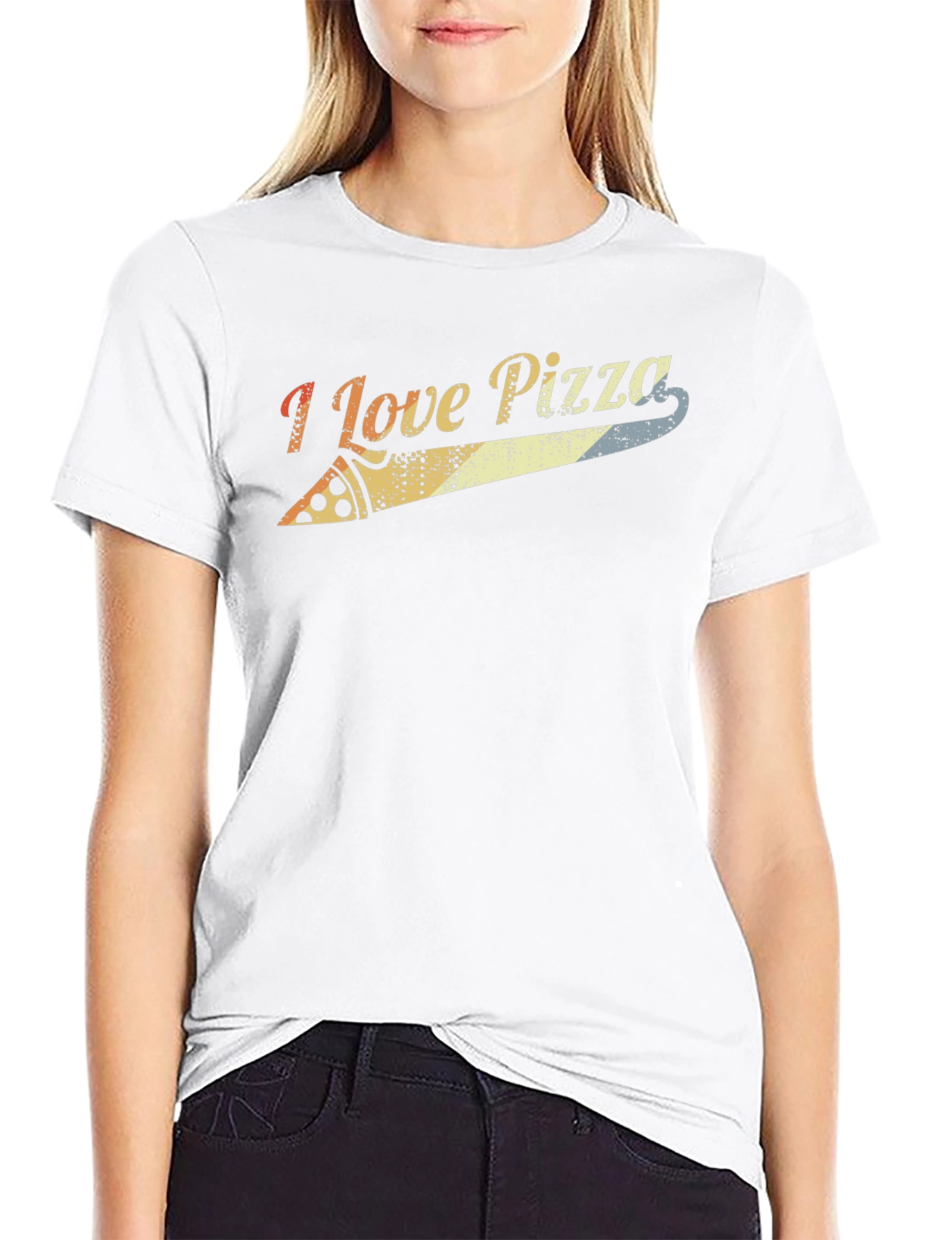 I Love Pizza Retro Graphic Tee - Black