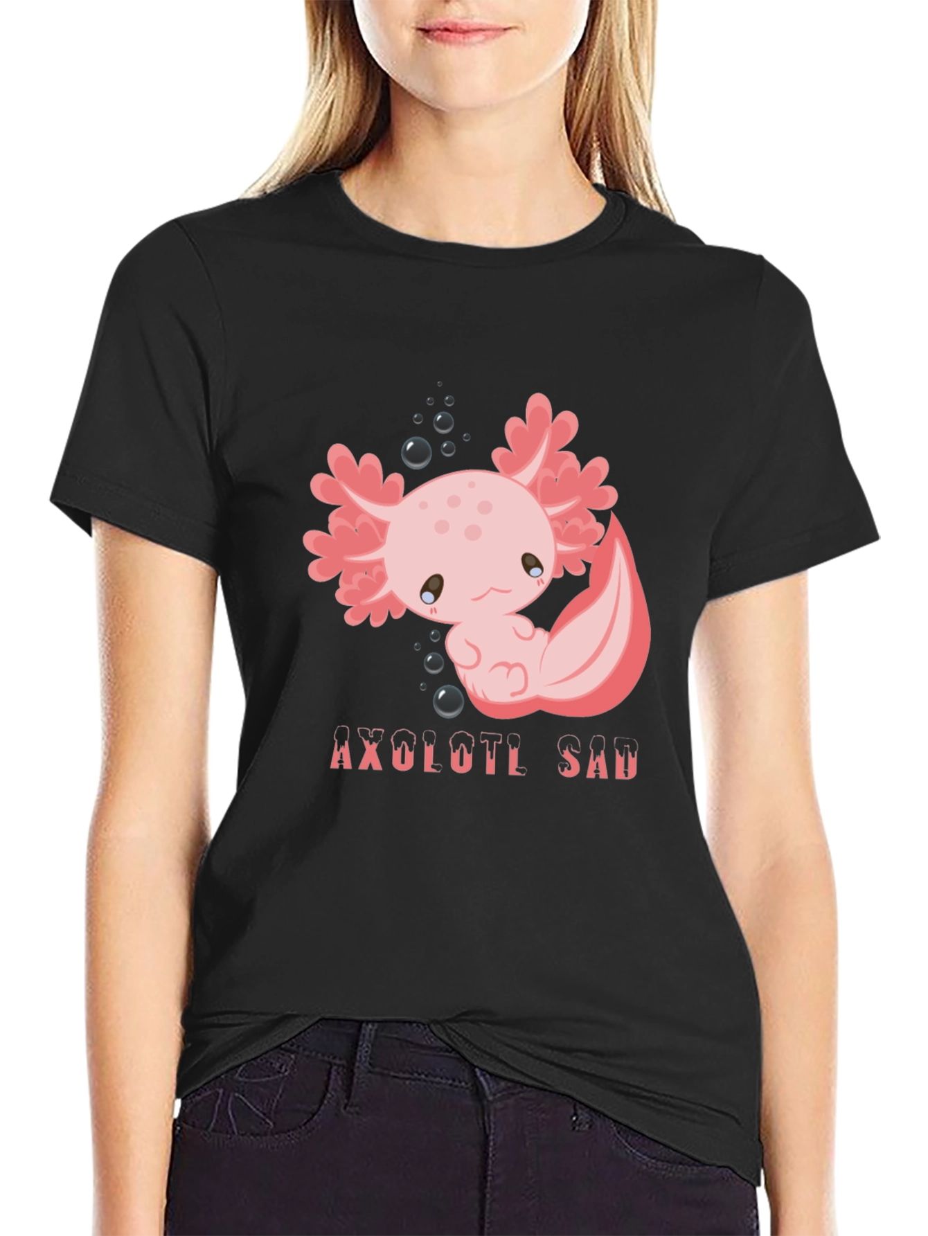 Axolotl Sad T-Shirt - Kawaii Graphic Tee