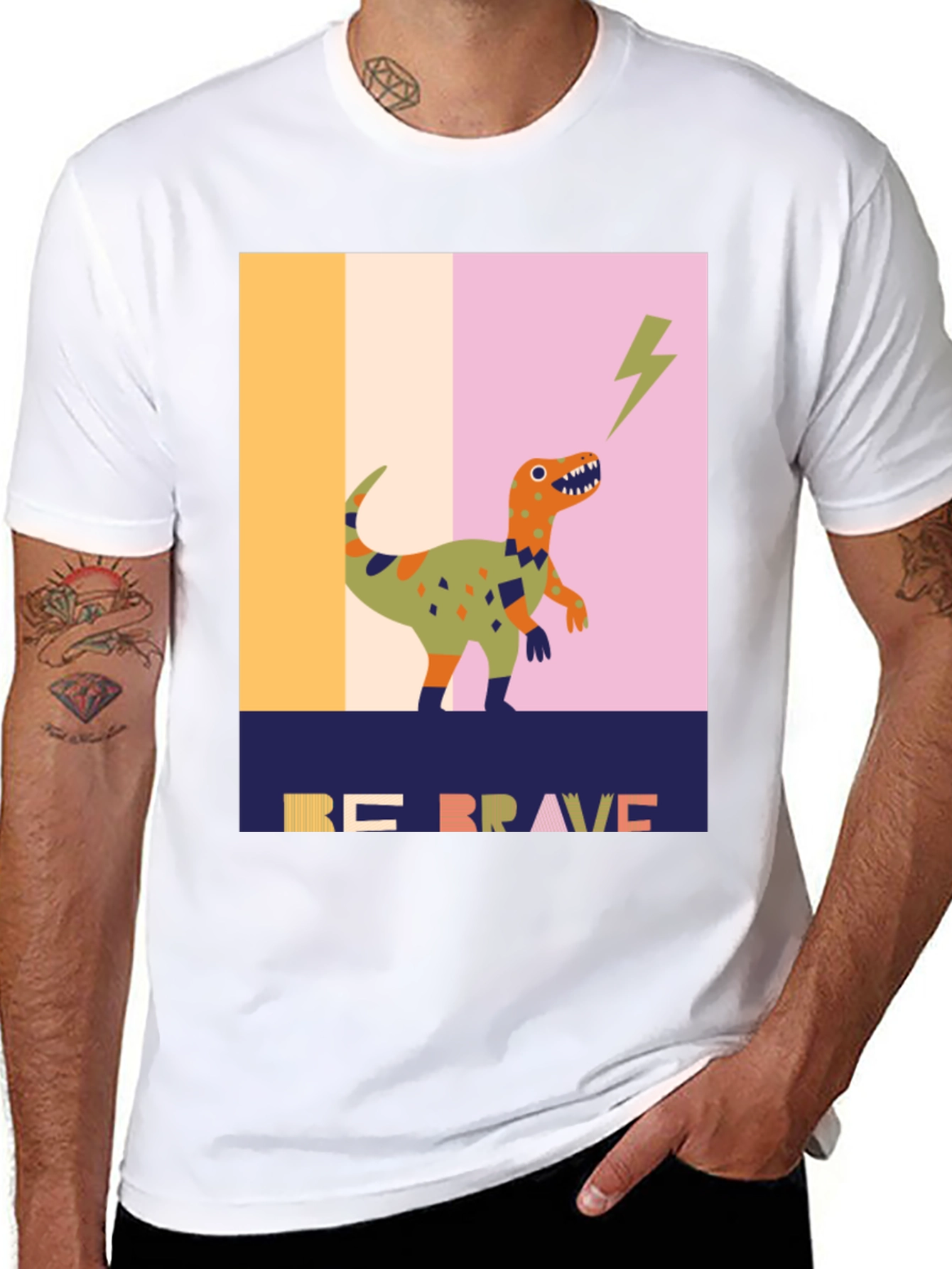 Be Brave Dinosaur Graphic Tee - Unique Design